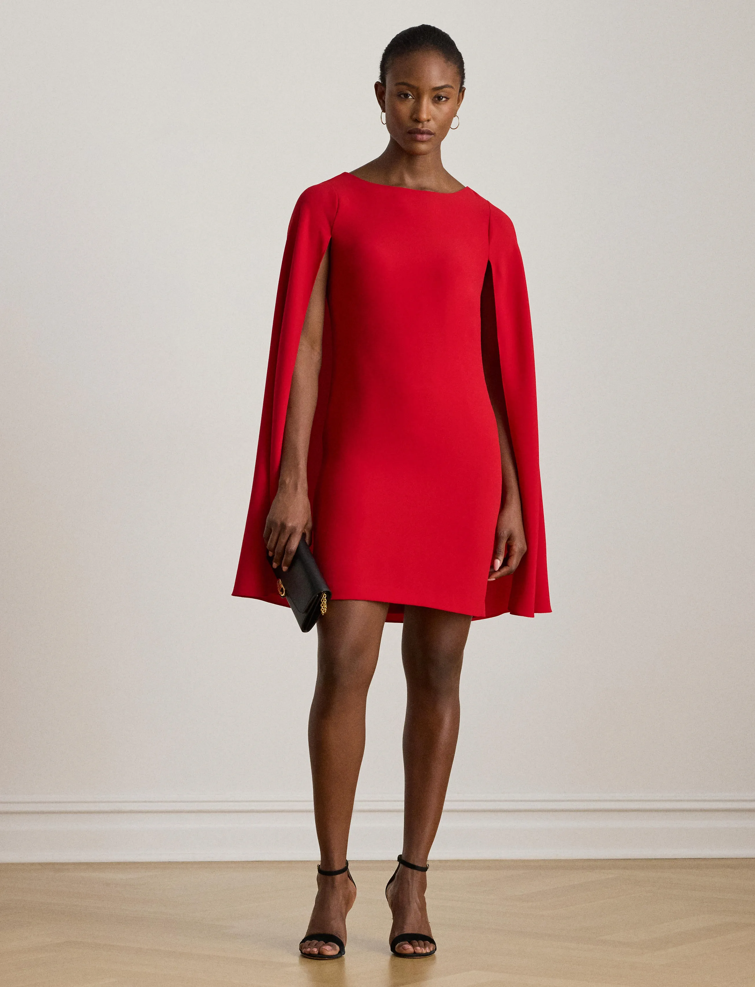 Lauren Ralph Lauren - Cape Georgette Cocktail Dress - robes de fête - ralph red - 3