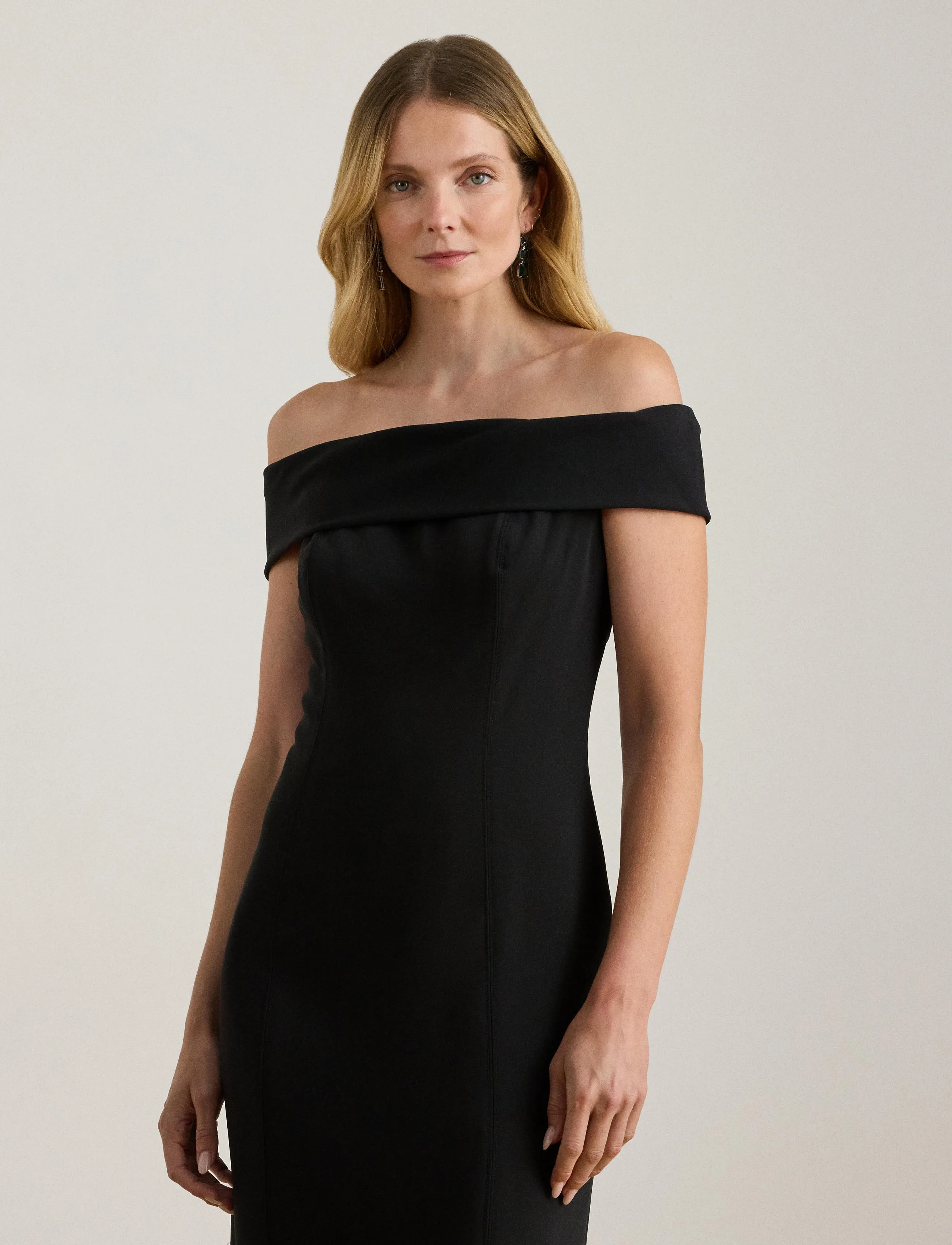 Lauren Ralph Strtch Modern Crepe-Gown, 40, Dresses, Schwarz - Maxi Dress, Frauen