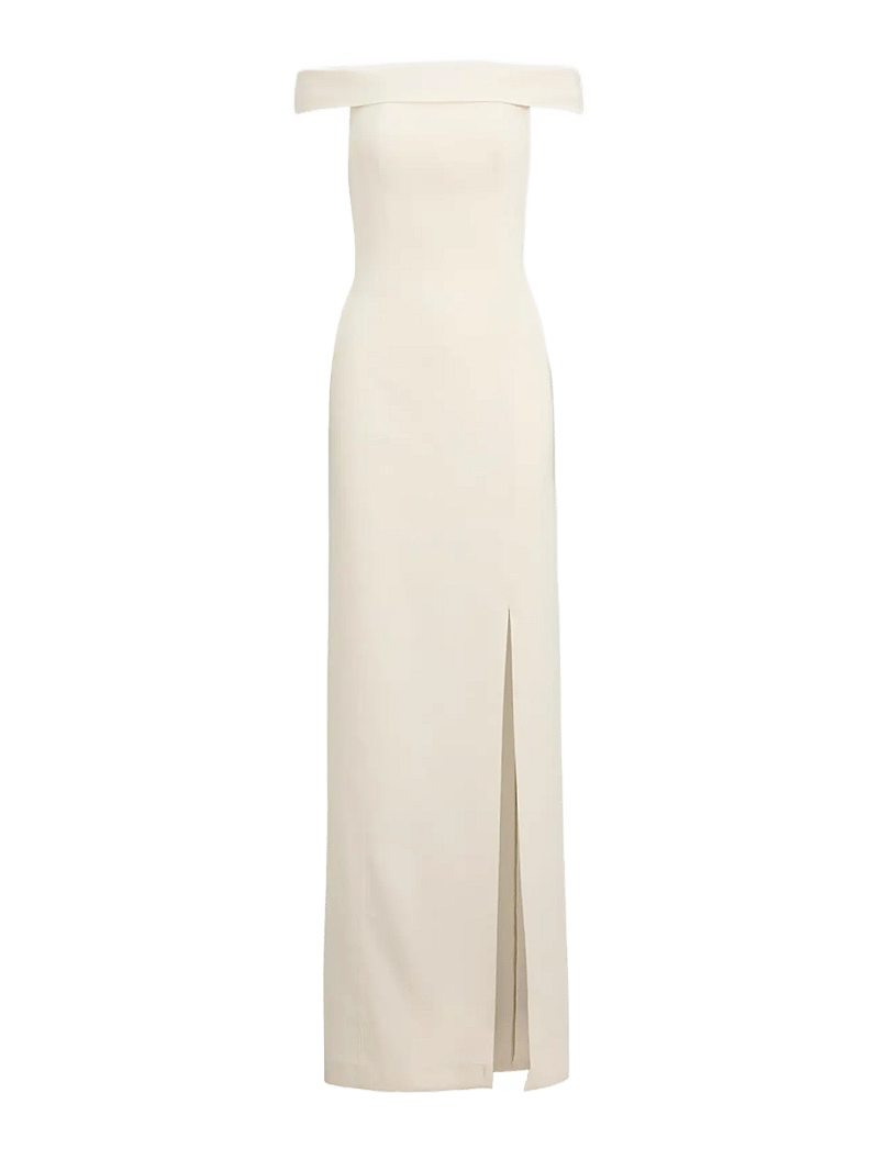 Lauren Ralph Lauren - Crepe Off-the-Shoulder Gown - evening dresses - mascarpone cream - 1