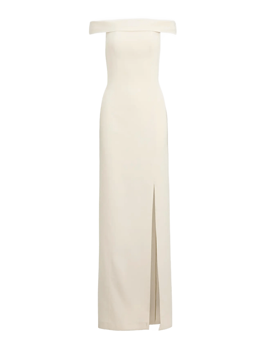 Lauren Ralph Lauren - Crepe Off-the-Shoulder Gown - aftonklänningar - mascarpone cream - 1