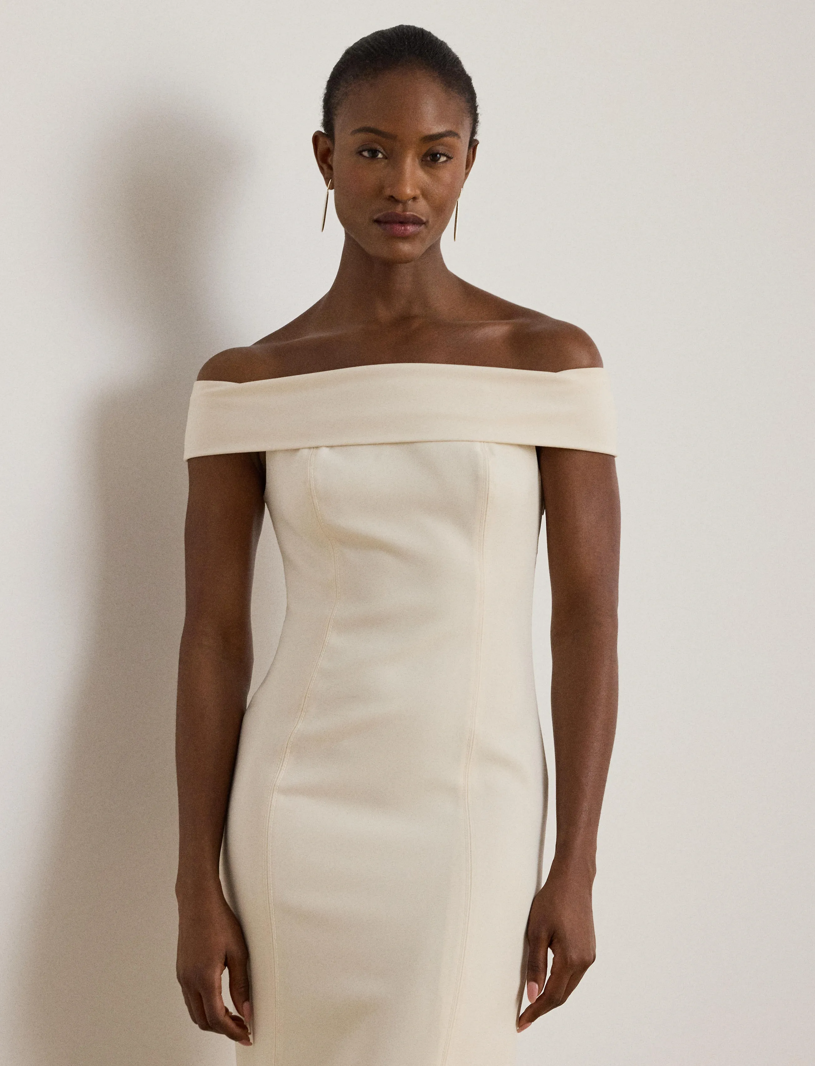 Lauren Ralph Lauren STRTCH MODERN CREPE-GOWN - Abendkleider - MASCARPONE CREAM / cream