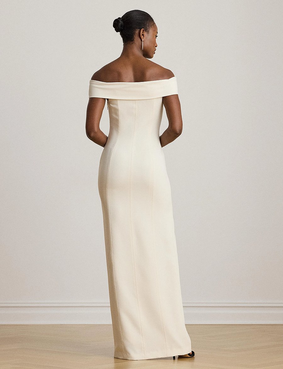Lauren Ralph Lauren - Crepe Off-the-Shoulder Gown - aftonklänningar - mascarpone cream - 2