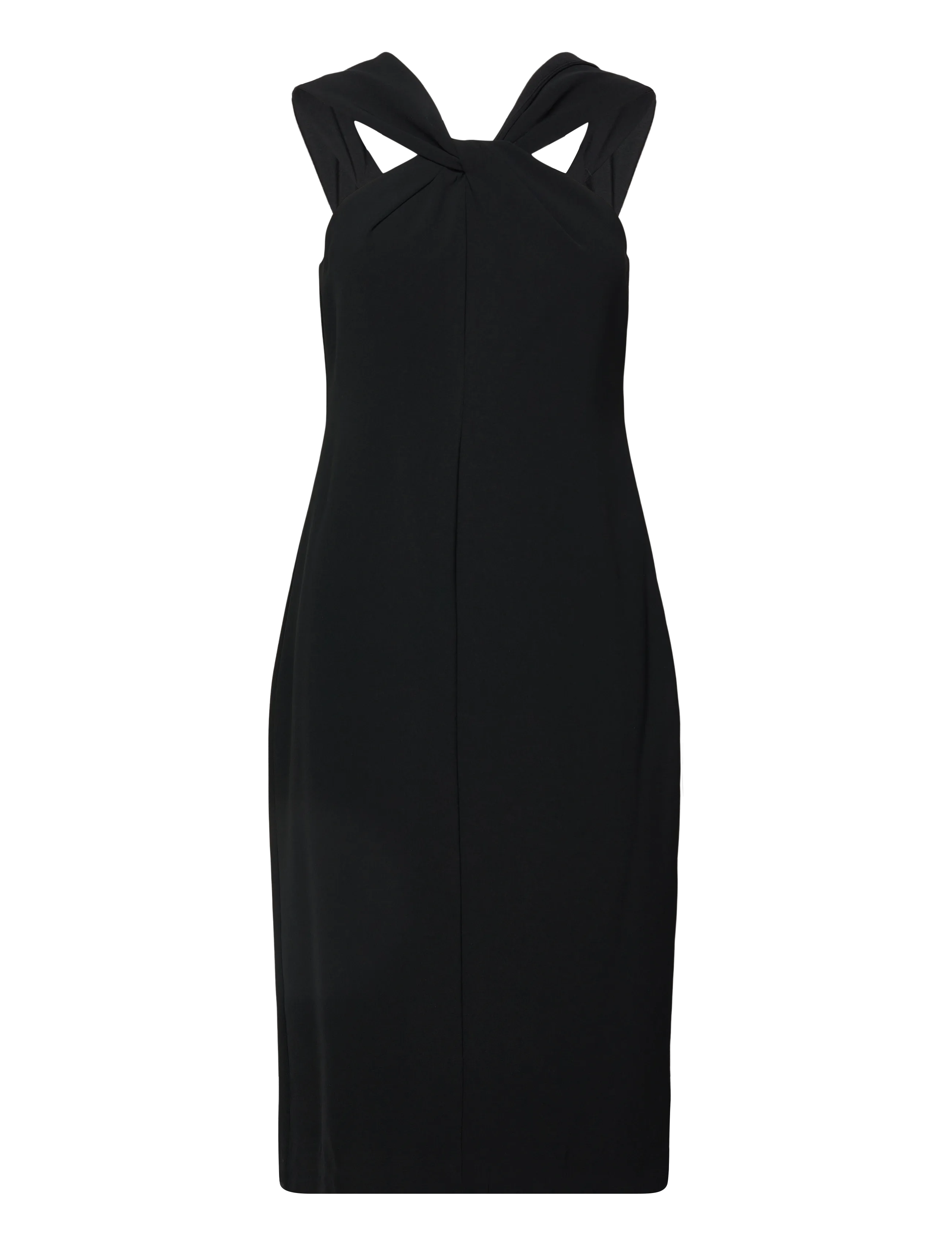 Twist-Front Crepe Cocktail Dress - BLACK