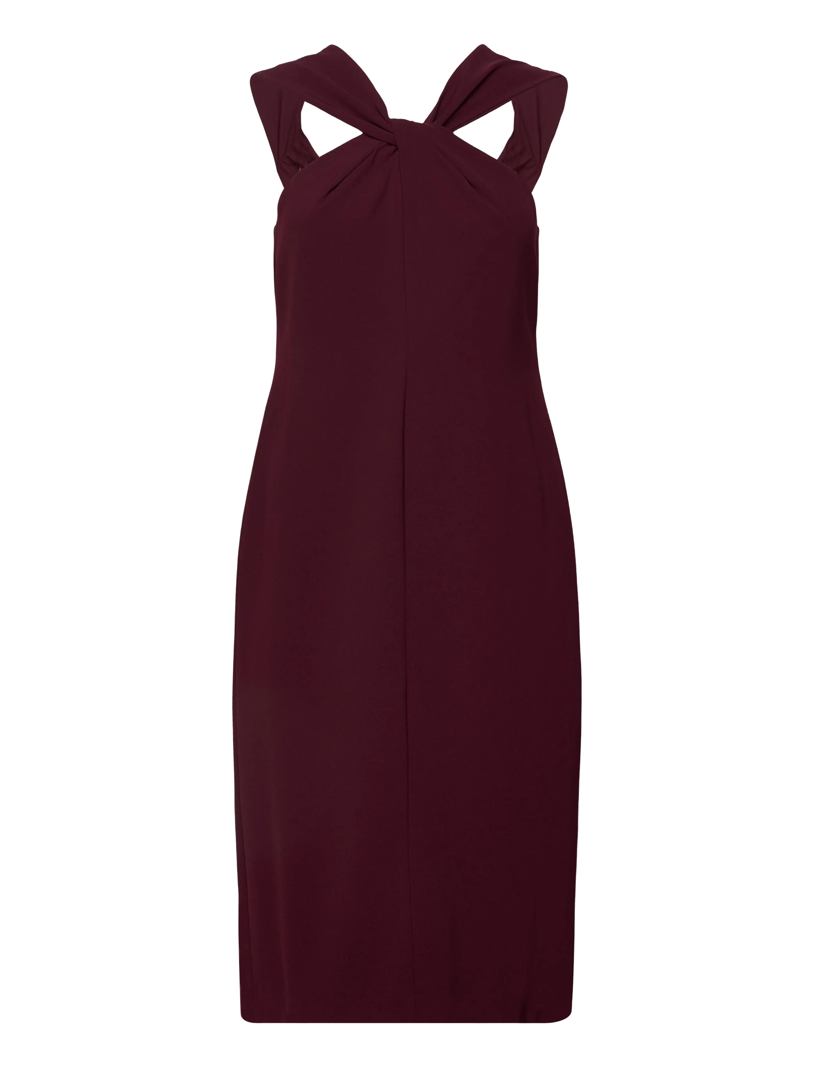 Twist-Front Crepe Cocktail Dress - DARK GARNET