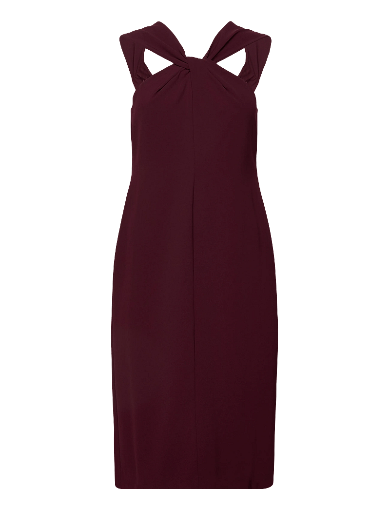 Lauren Ralph Lauren - Twist-Front Crepe Cocktail Dress - cocktailklänningar - dark garnet - 0