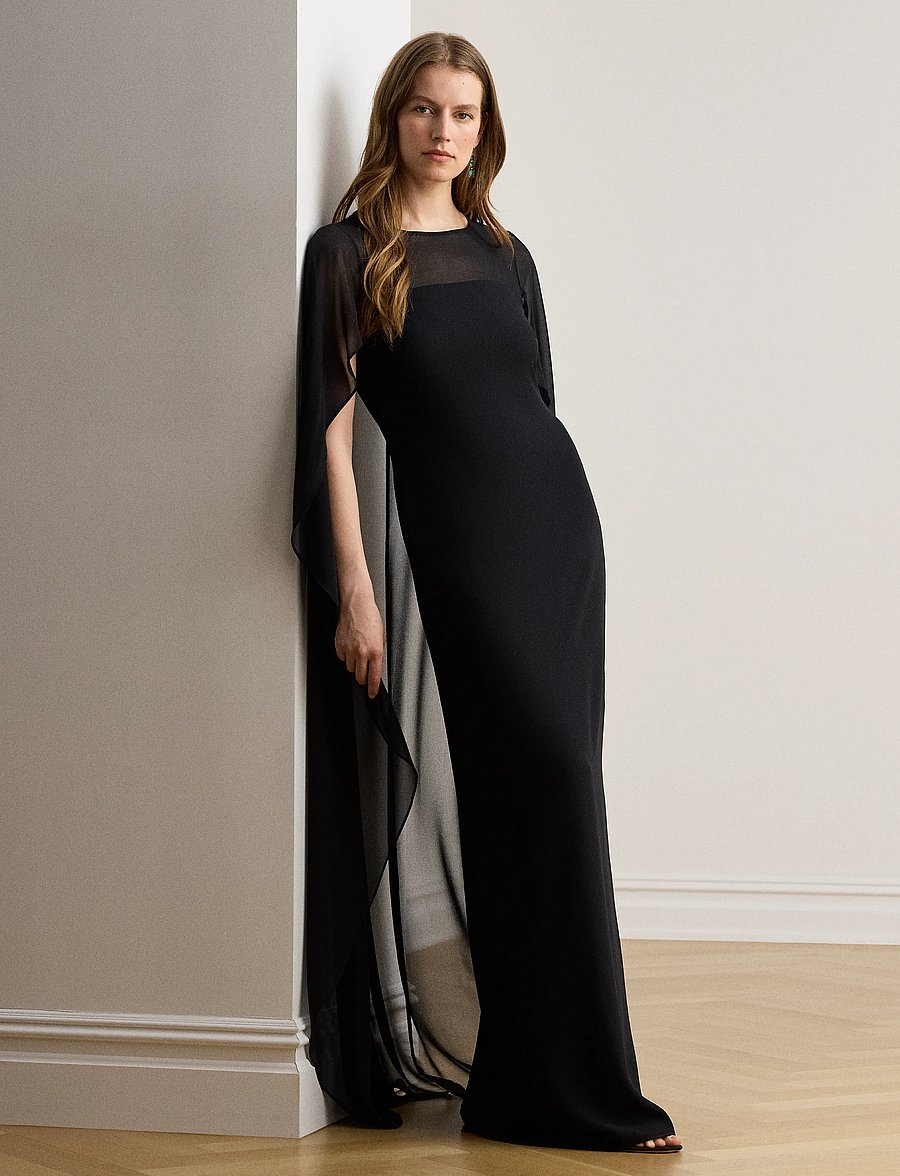 Lauren Ralph Lauren - Cape Georgette Gown - festkjoler - black - 0