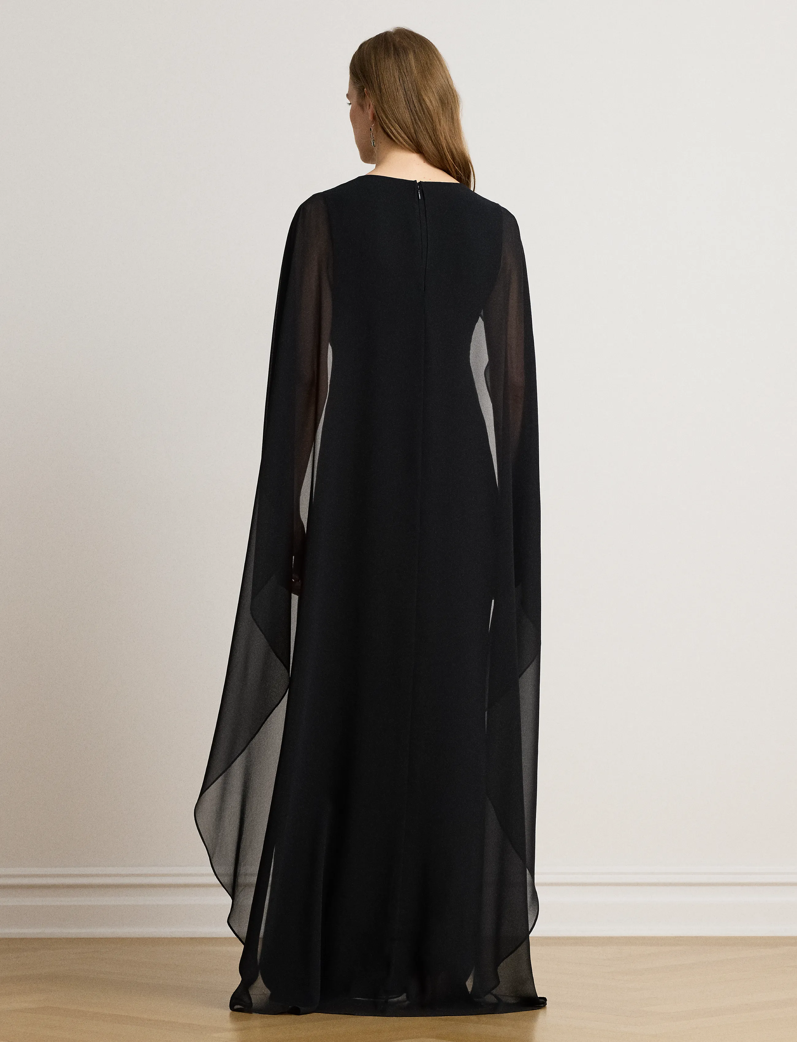 Lauren Ralph Lauren - Cape Georgette Gown - black - 3