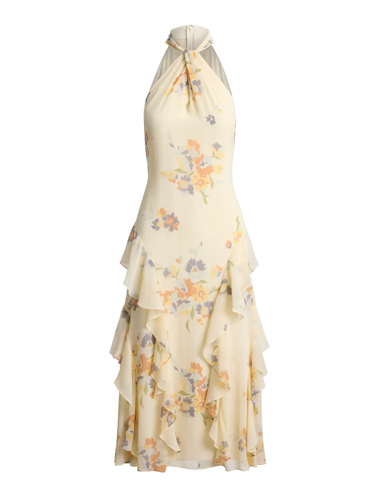 Lauren Ralph Lauren - Floral Ruffle-Trim Halter Cocktail Dress - cocktailkleider - cream multi - 1
