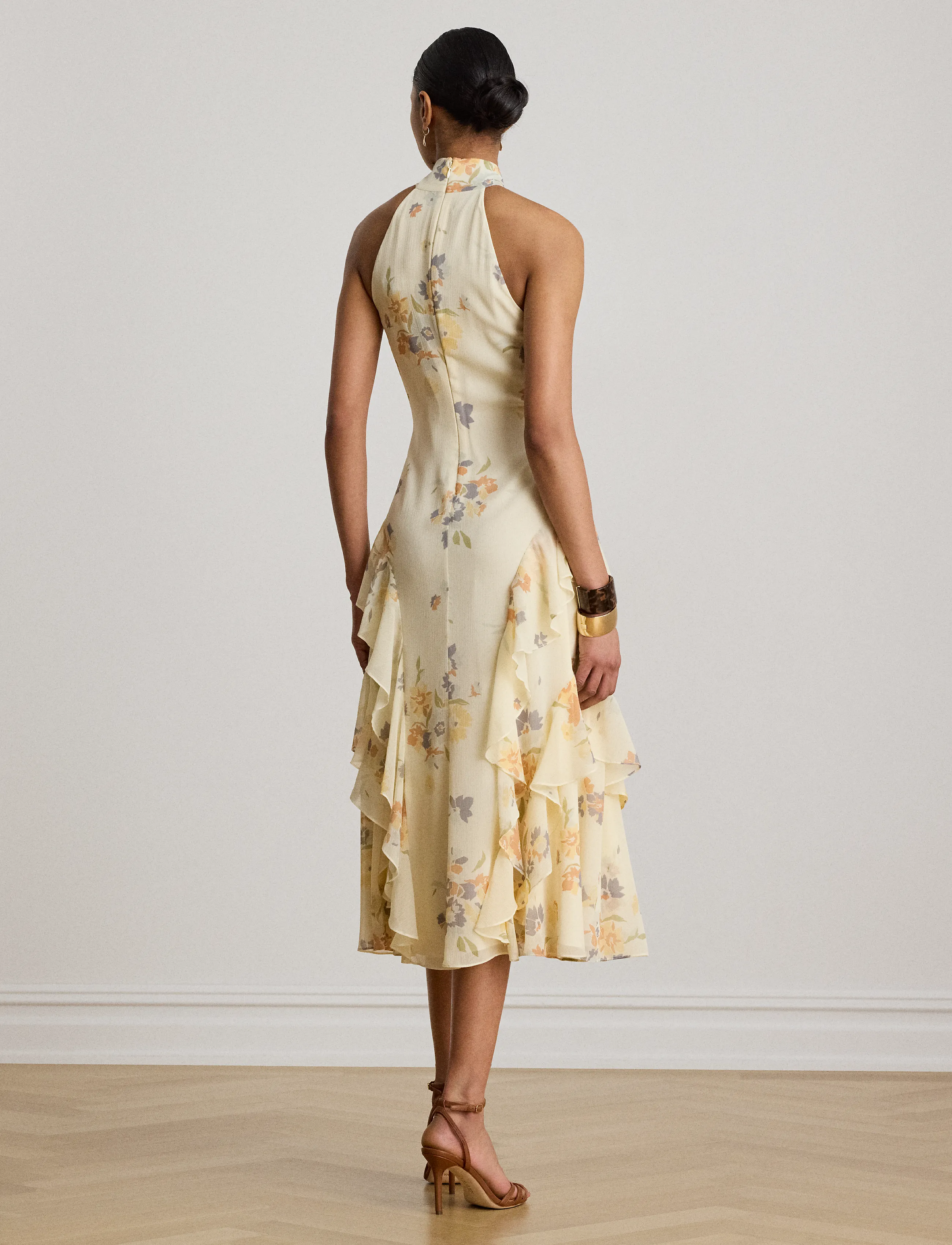 Lauren Ralph Lauren - Floral Ruffle-Trim Halter Cocktail Dress - cocktailkleider - cream multi - 2