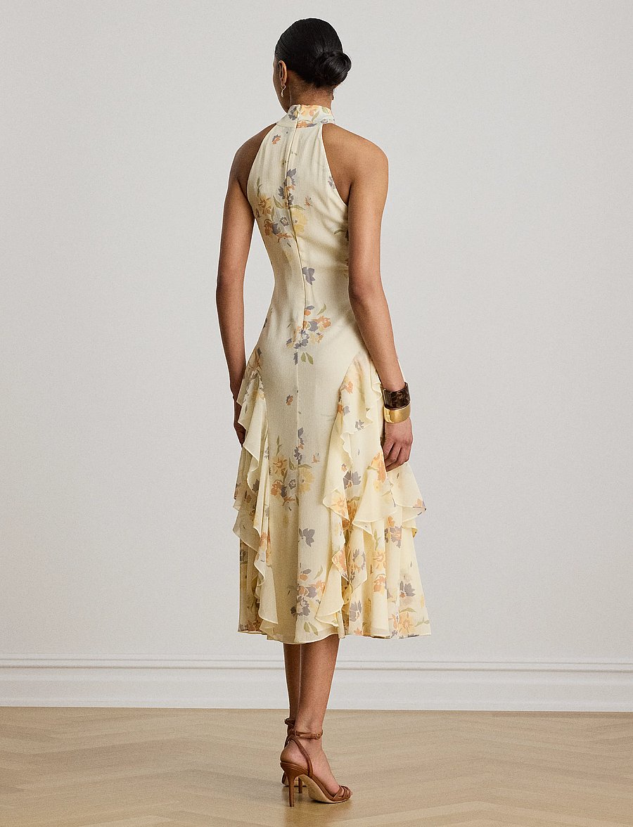 Lauren Ralph Lauren - Floral Ruffle-Trim Halter Cocktail Dress - cocktailkleider - cream multi - 2