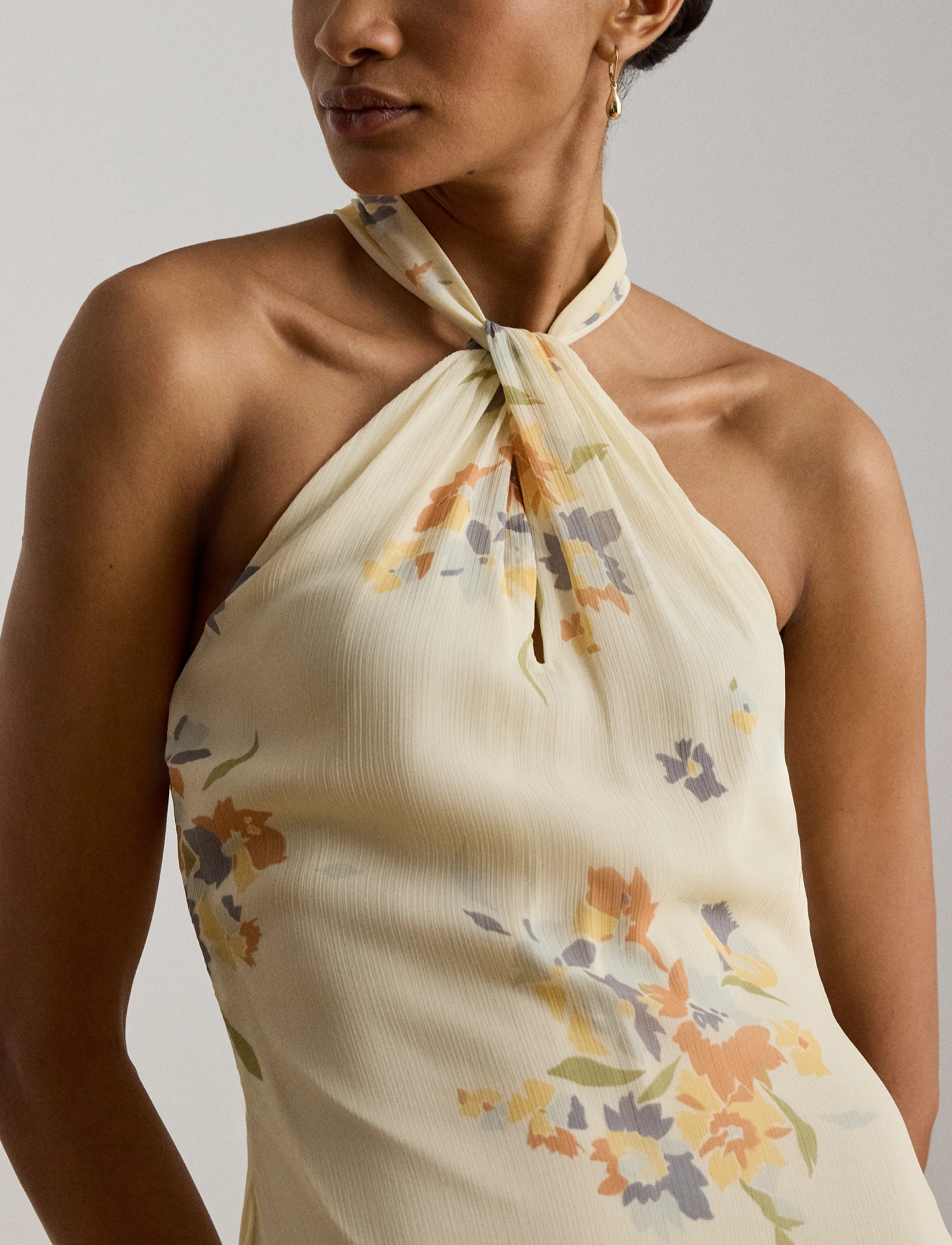 Lauren Ralph Lauren - Floral Ruffle-Trim Halter Cocktail Dress - cocktailkleider - cream multi - 4
