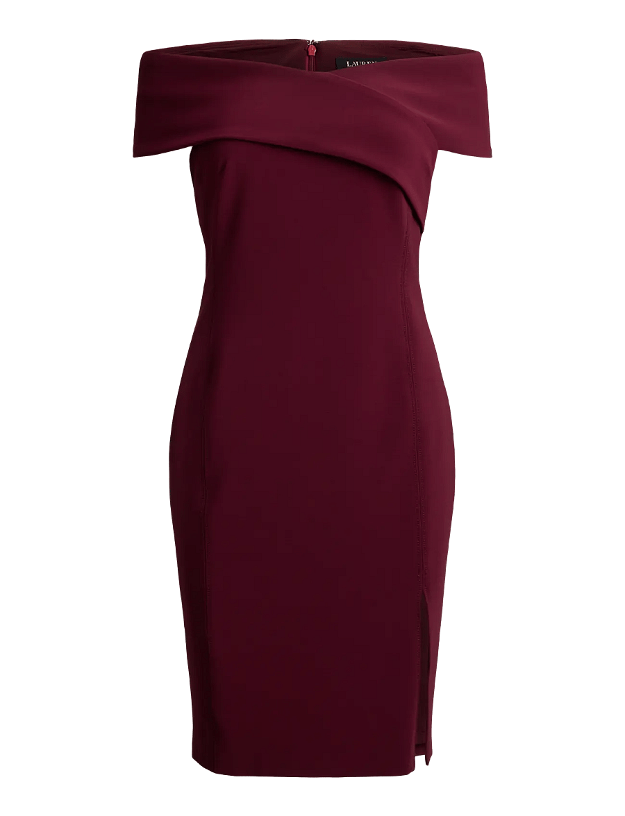Lauren Ralph Lauren - Faille Off-the-Shoulder Cocktail Dress - kokteilikleidid - dark garnet - 1