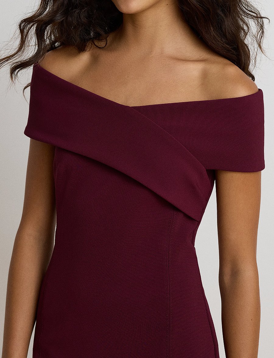 Lauren Ralph Lauren - Faille Off-the-Shoulder Cocktail Dress - kokteilikleidid - dark garnet - 3