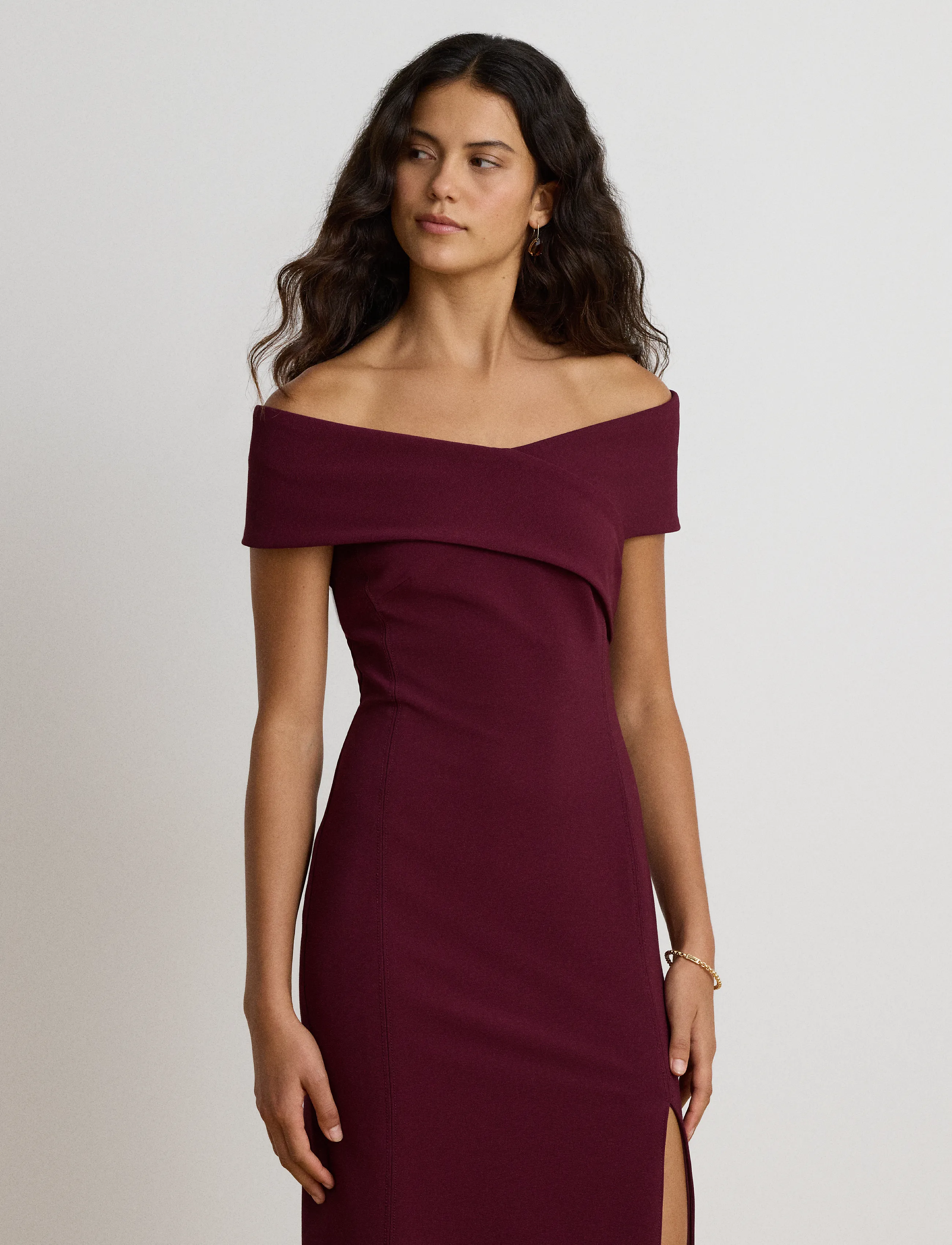 Lauren Ralph Lauren - Faille Off-the-Shoulder Cocktail Dress - kokteilikleidid - dark garnet - 4