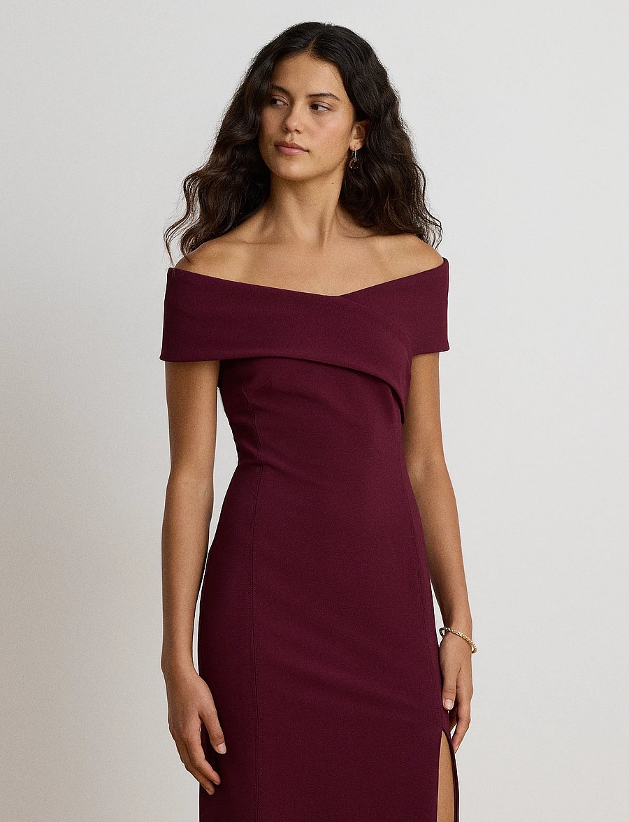 Lauren Ralph Lauren - Faille Off-the-Shoulder Cocktail Dress - kokteilikleidid - dark garnet - 4