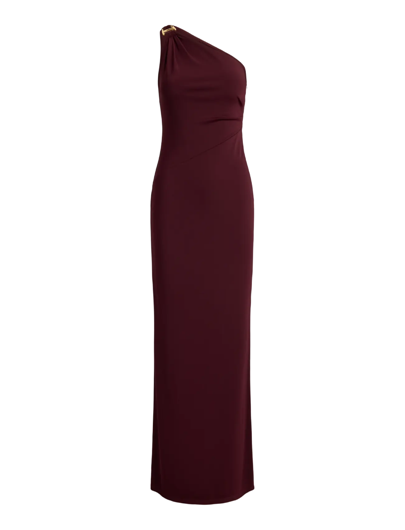 Lauren Ralph Lauren - Stretch Jersey D-Ring One-Shoulder Gown - dark garnet - 1