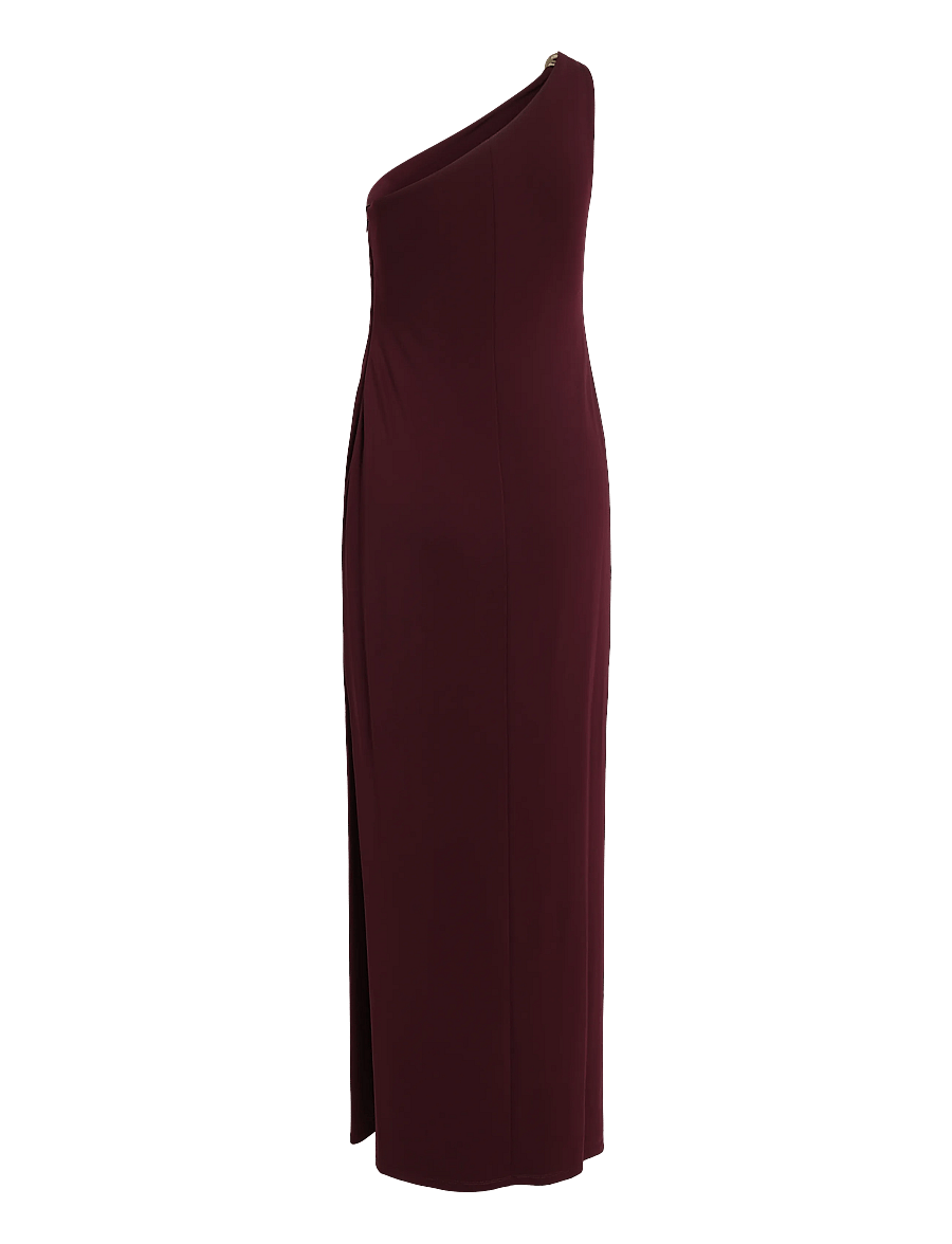 Lauren Ralph Lauren - Stretch Jersey D-Ring One-Shoulder Gown - festkjoler - dark garnet - 2