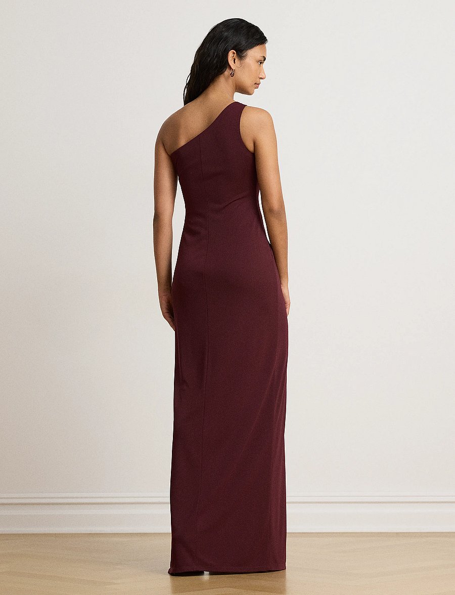 Lauren Ralph Lauren - Stretch Jersey D-Ring One-Shoulder Gown - festkjoler - dark garnet - 2