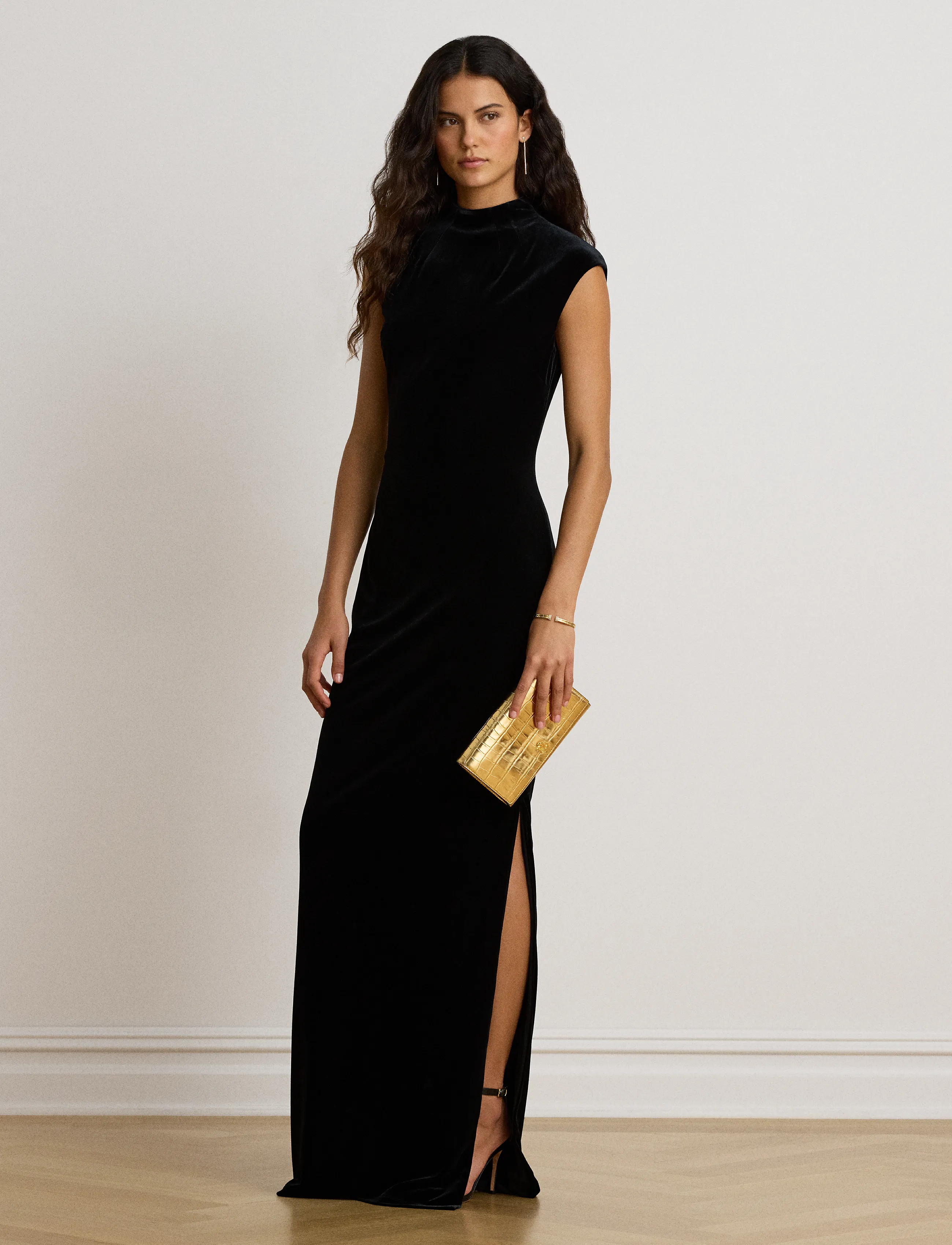 Lauren Ralph Lauren Klänning halvpolokrage i sammetsstretch - Ralph Lauren - BLACK VELVET / black