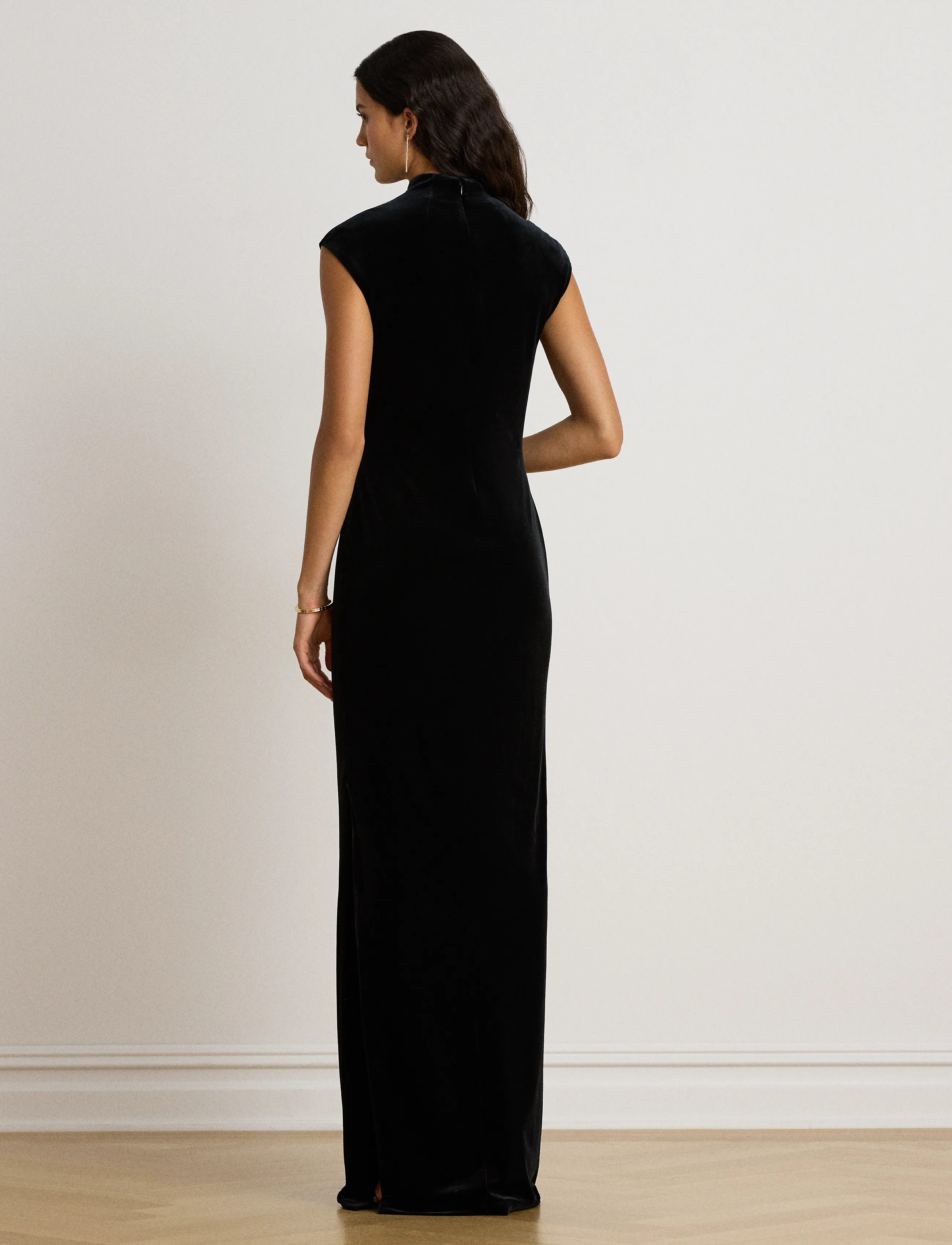 Lauren Ralph Lauren - Stretch Velvet Mockneck Gown - partykleider - black velvet - 3