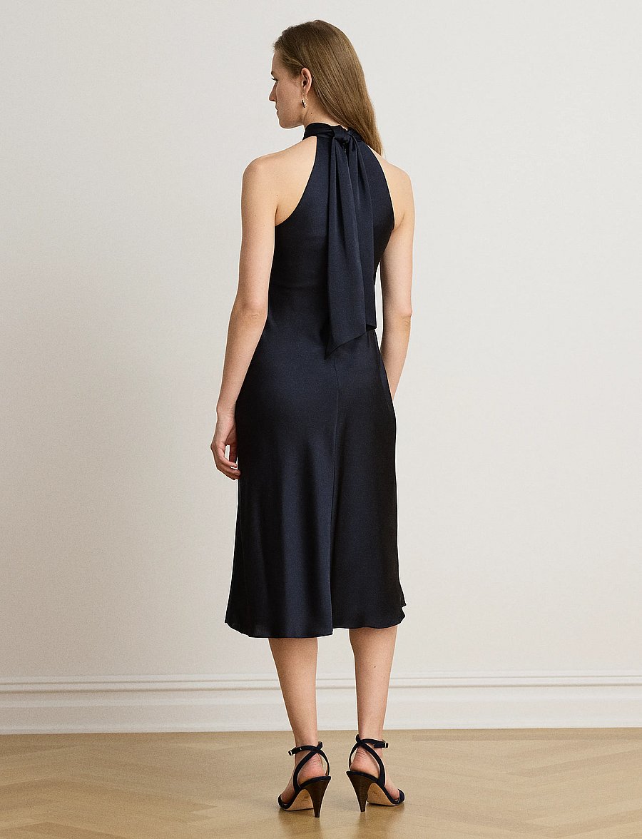 Lauren Ralph Lauren - Tie-Back Charmeuse Halter Cocktail Dress - cocktailkleider - lauren navy - 2