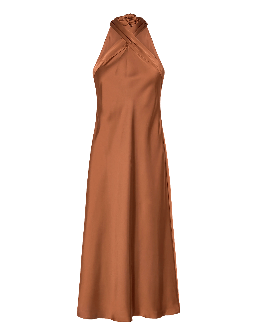 Lauren Ralph Lauren - Tie-Back Charmeuse Halter Cocktail Dress - cocktail dresses - red terracotta - 0