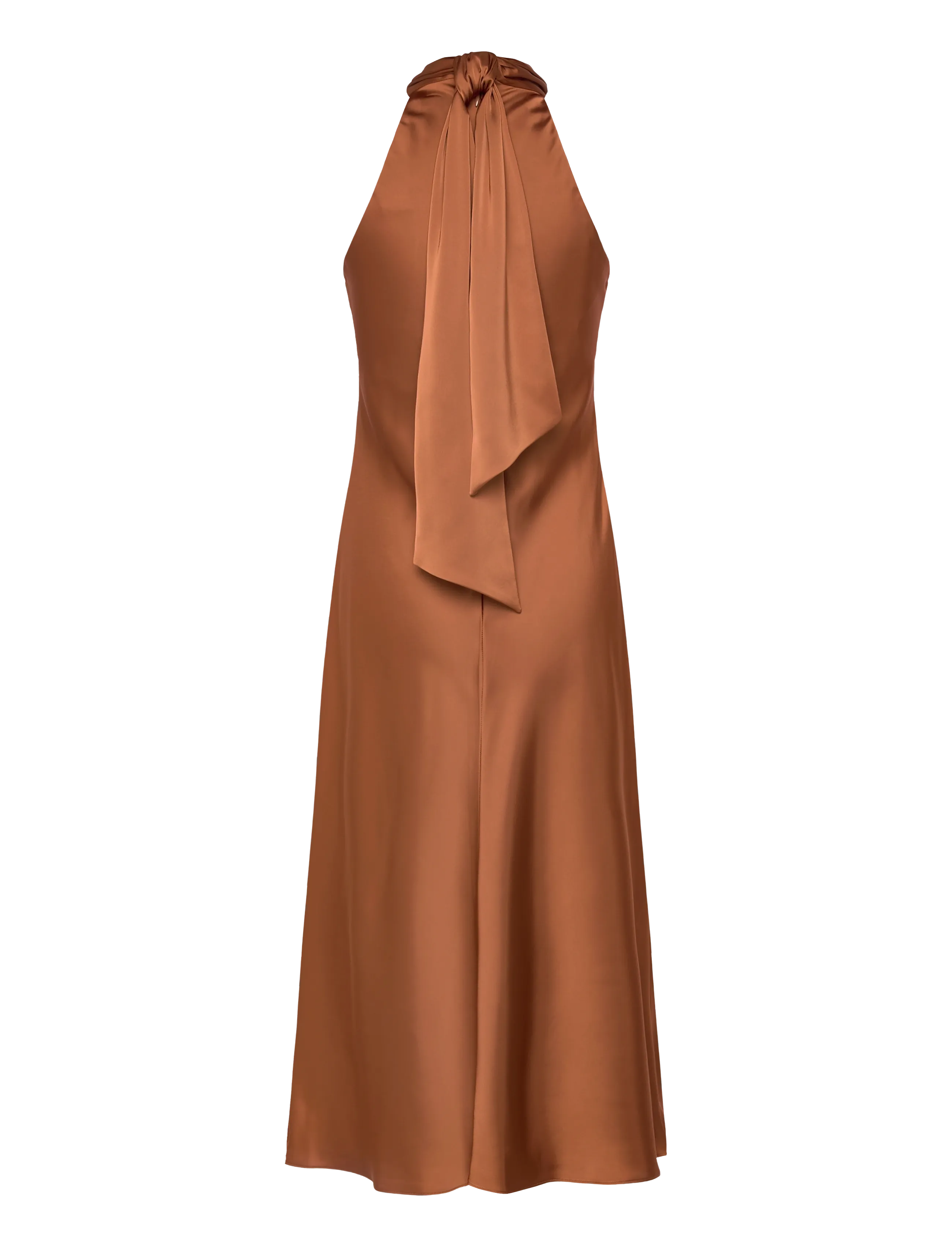 Tie-Back Charmeuse Halter Cocktail Dress 2