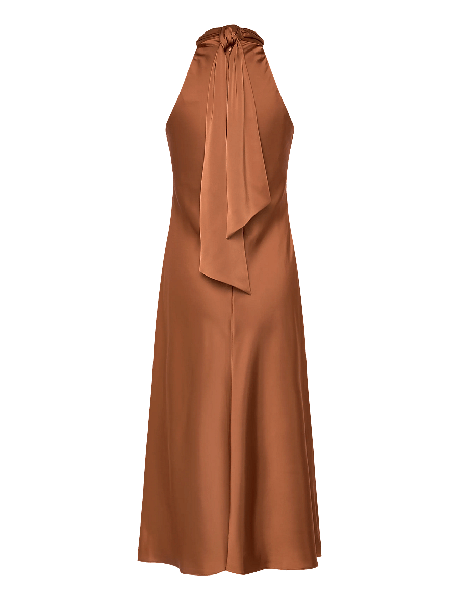 Lauren Ralph Lauren - Tie-Back Charmeuse Halter Cocktail Dress - cocktail dresses - red terracotta - 1