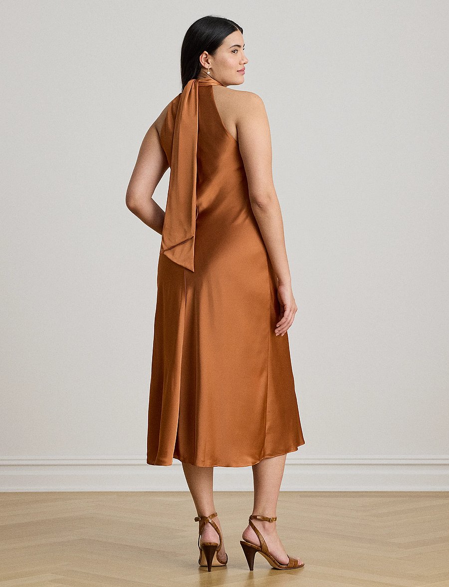 Lauren Ralph Lauren - Tie-Back Charmeuse Halter Cocktail Dress - cocktail dresses - red terracotta - 2