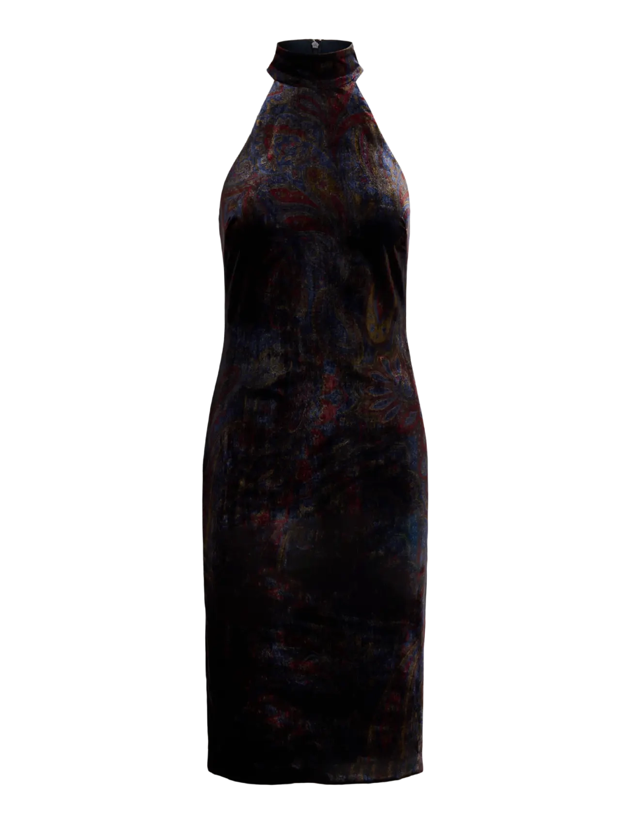 Lauren Ralph Lauren - Paisley Velvet Mockneck Cocktail Dress - navy multi - 1