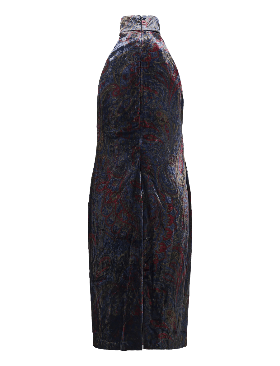 Lauren Ralph Lauren - Paisley Velvet Mockneck Cocktail Dress - kokteilinės suknelės - navy multi - 2