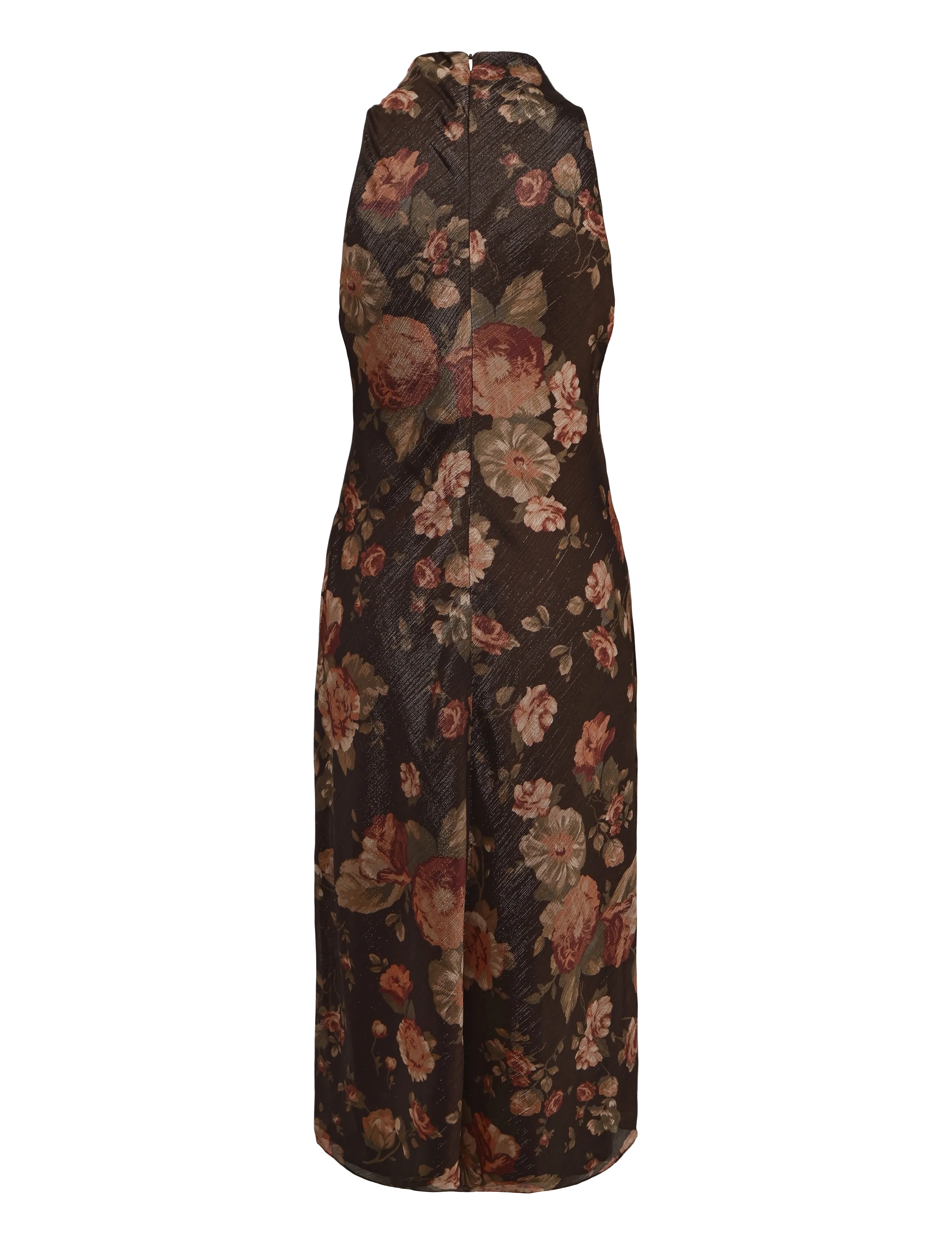 Lauren Ralph Lauren - Floral Georgette Mockneck Cocktail Dress - cocktailkjoler - brown multi - 2