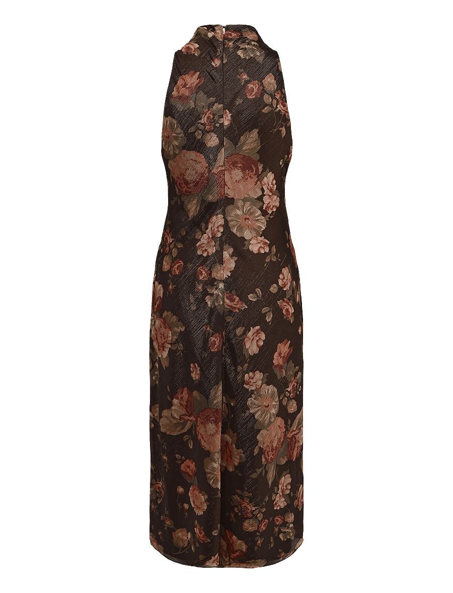 Lauren Ralph Lauren - Floral Georgette Mockneck Cocktail Dress - cocktailkjoler - brown multi - 2