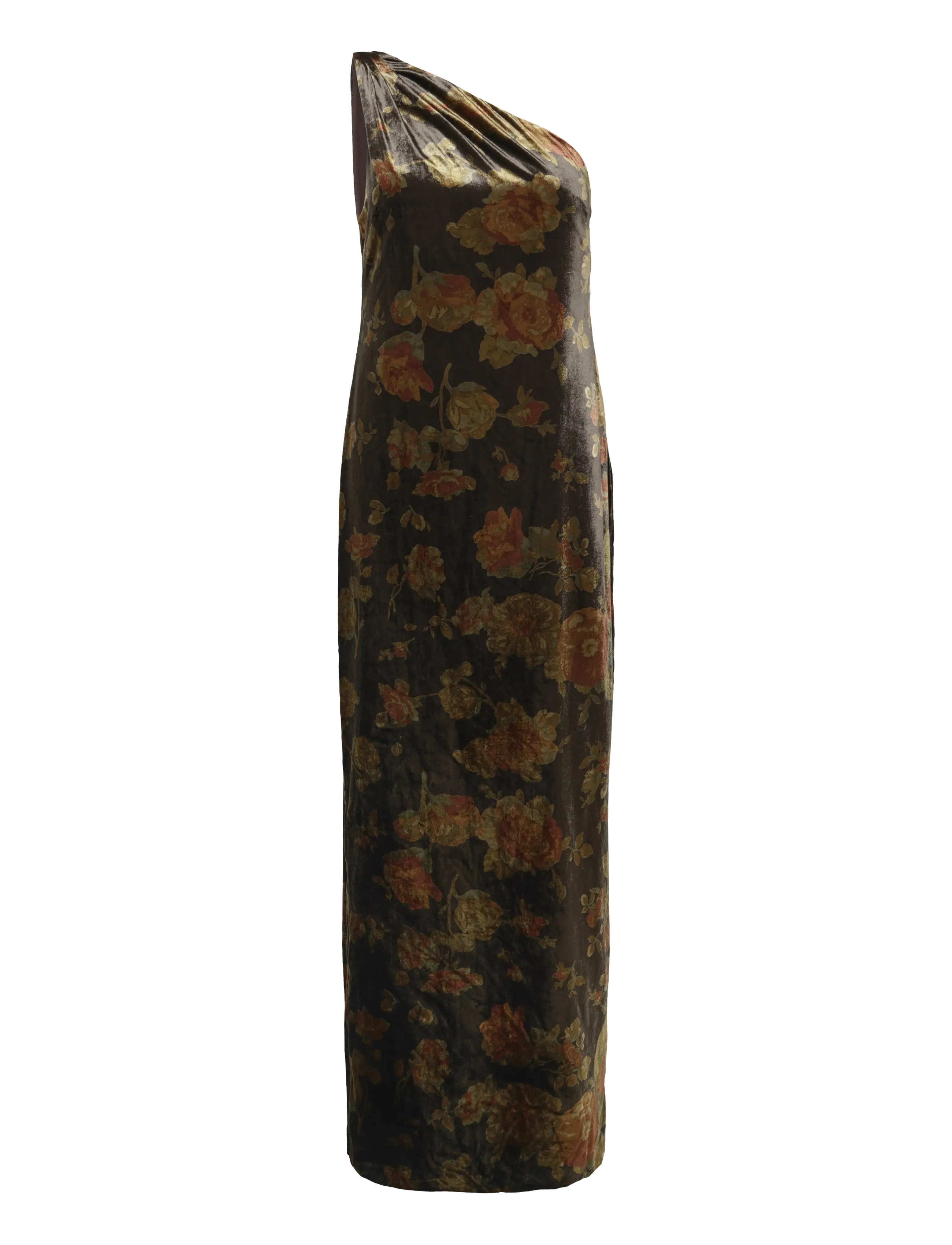 Lauren Ralph Lauren - Floral Velvet One-Shoulder Gown - robes de fête - brown multi - 1