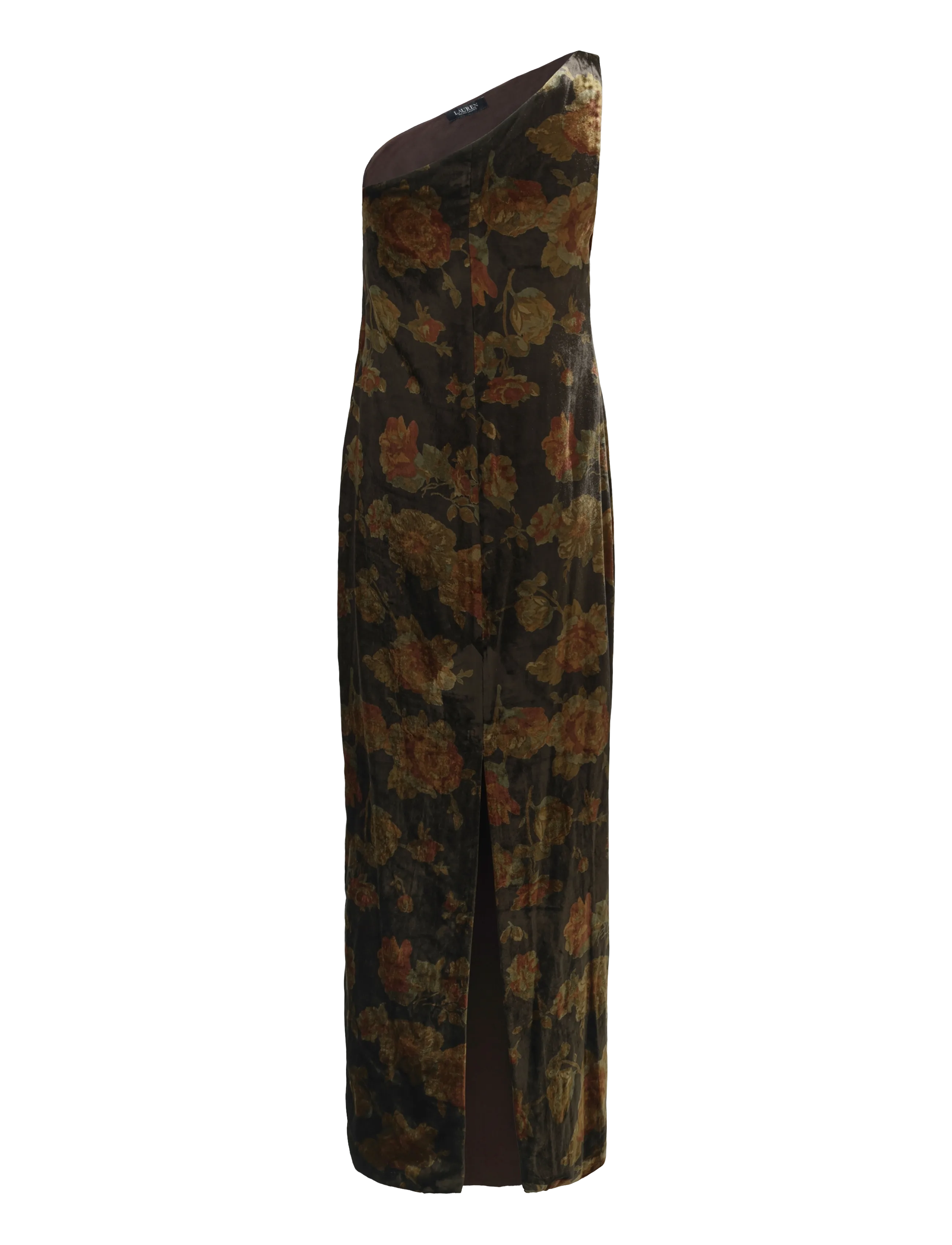 Lauren Ralph Lauren - Floral Velvet One-Shoulder Gown - robes de fête - brown multi - 2