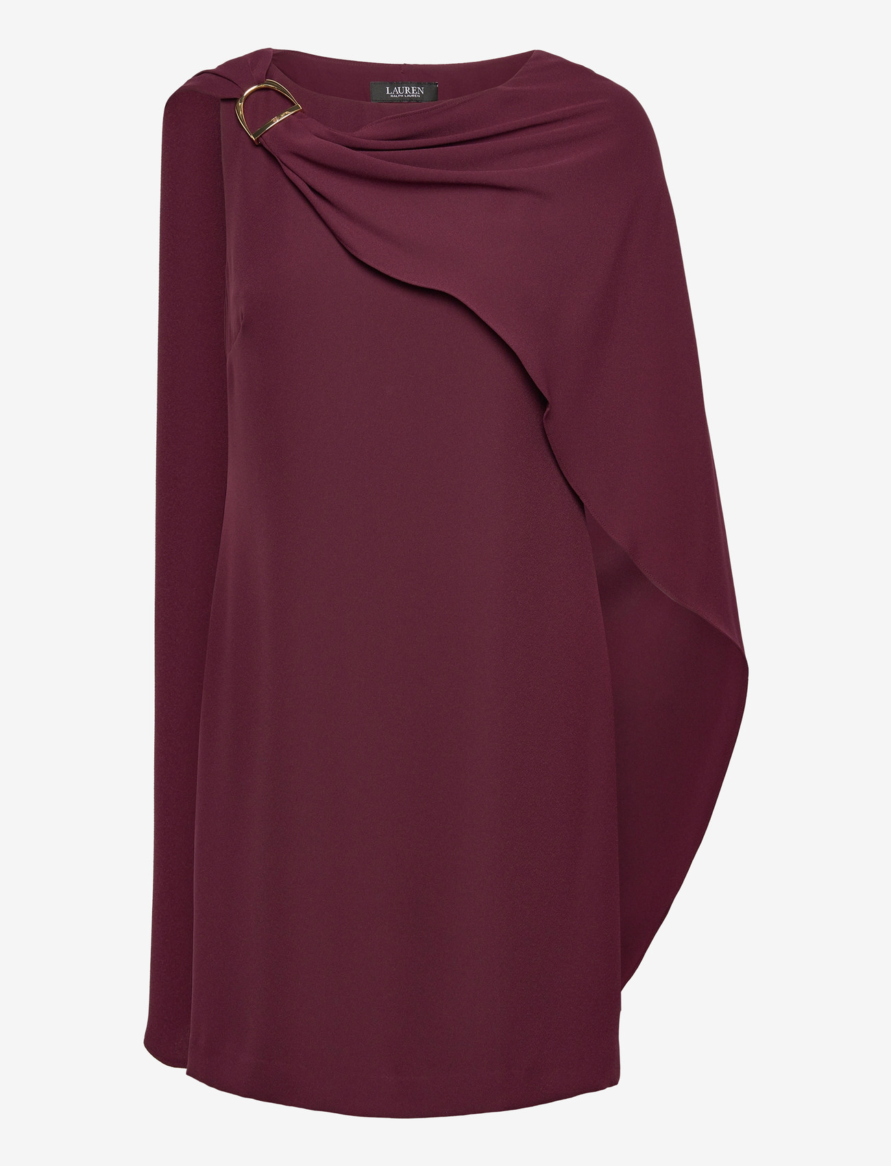 Lauren Ralph Lauren - Cape Georgette Cocktail Dress - short dresses - dark garnet - 0