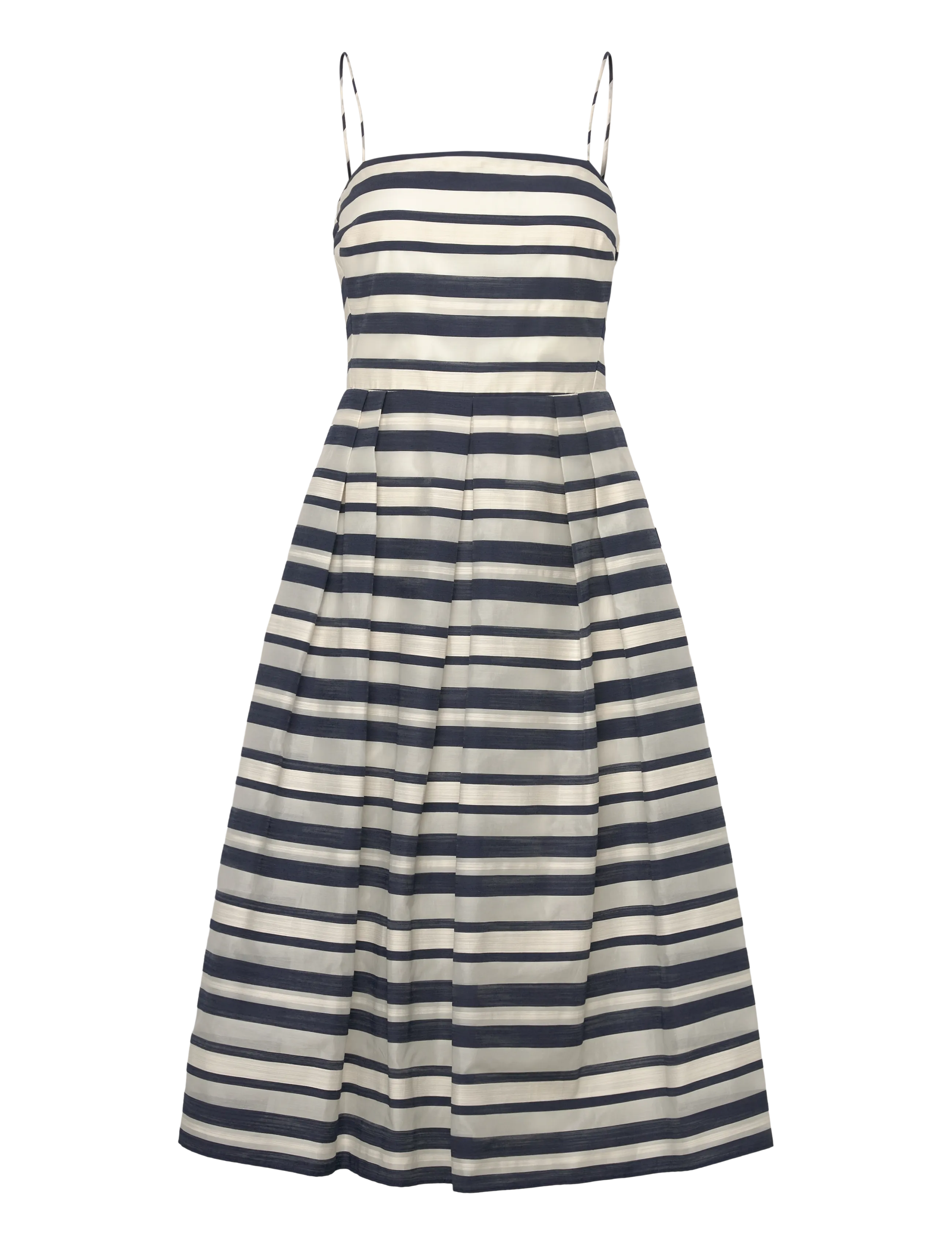 Lauren Ralph Lauren Striped Satin Sleeveless Cocktail Dress, 34, Navy, Kjoler > Knælange Og Midi, Dame