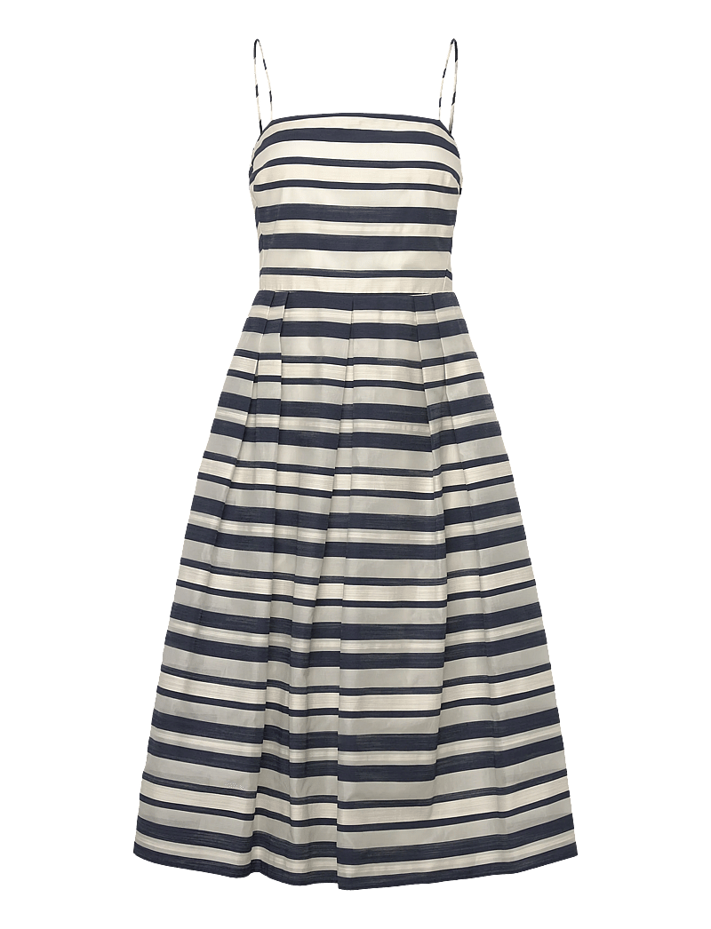 Lauren Ralph Lauren - Striped Satin Sleeveless Cocktail Dress - cocktailklänningar - navy/cream multi - 0