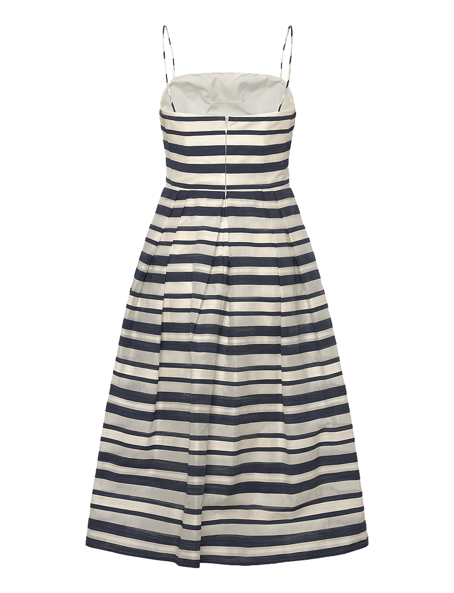 Lauren Ralph Lauren - Striped Satin Sleeveless Cocktail Dress - navy/cream multi - 1