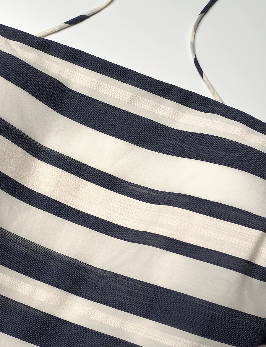 Lauren Ralph Lauren - Striped Satin Sleeveless Cocktail Dress - navy/cream multi - 3
