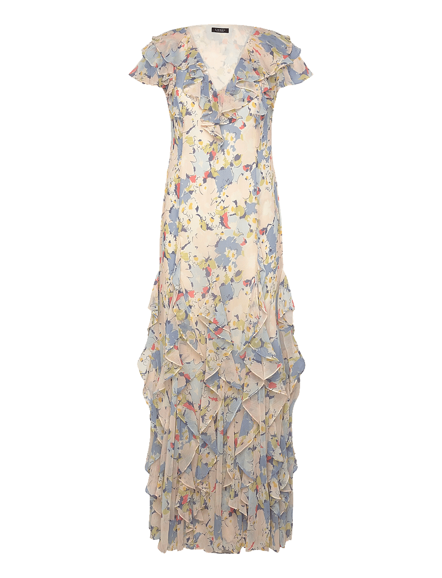 Lauren Ralph Lauren - POLY CRINKLE GGT 58-WVN-DRESSES - sommerkleider - blue multi - 1