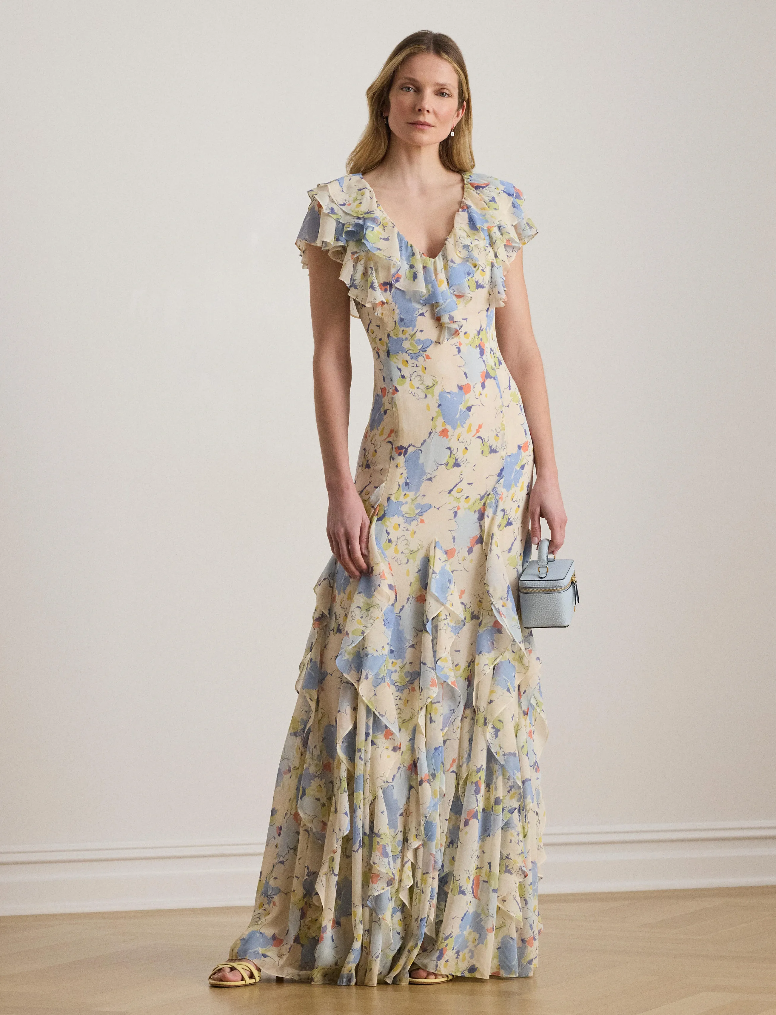 Lauren Ralph Lauren - POLY CRINKLE GGT 58-WVN-DRESSES - sommerkjoler - blue multi - 3