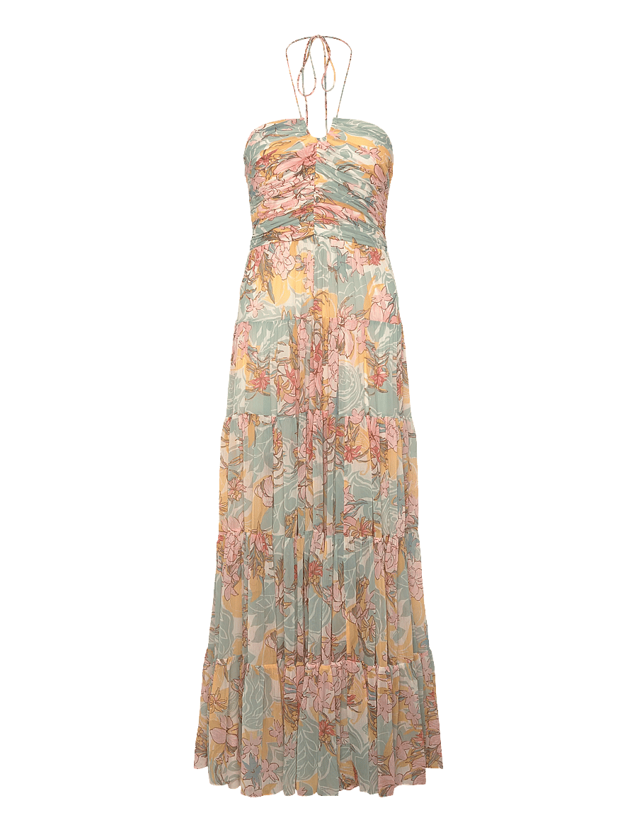 Lauren Ralph Lauren - POLY CRINKLE GGT 58-WVN-DRESSES - zomerjurken - cream/blue/multi - 0