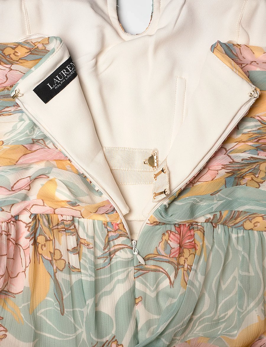 Lauren Ralph Lauren - POLY CRINKLE GGT 58-WVN-DRESSES - zomerjurken - cream/blue/multi - 3