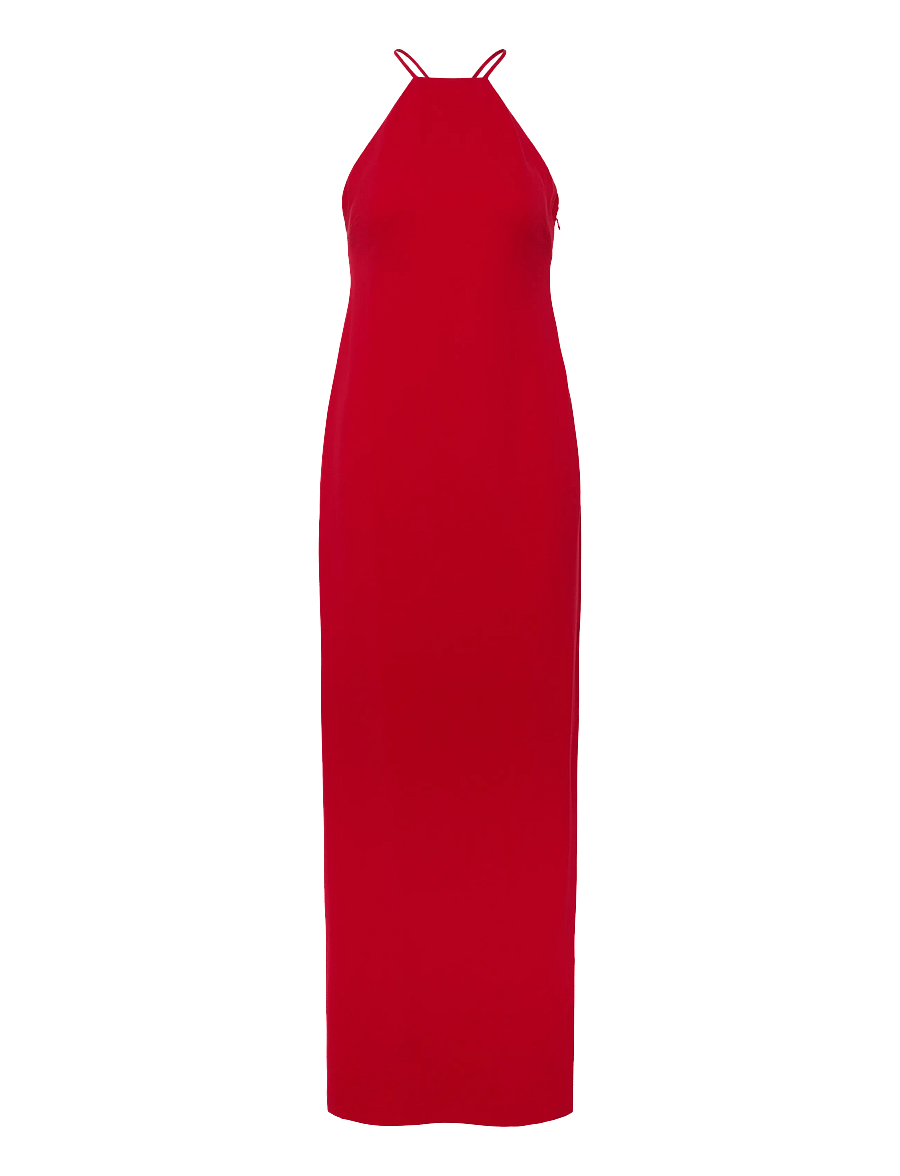Lauren Ralph Lauren - Double-Faced Crepe Halter Gown - abendkleider - cruise red - 1