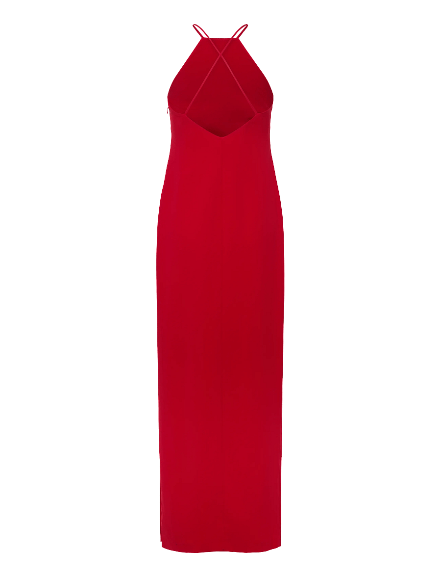Lauren Ralph Lauren - Double-Faced Crepe Halter Gown - abendkleider - cruise red - 2