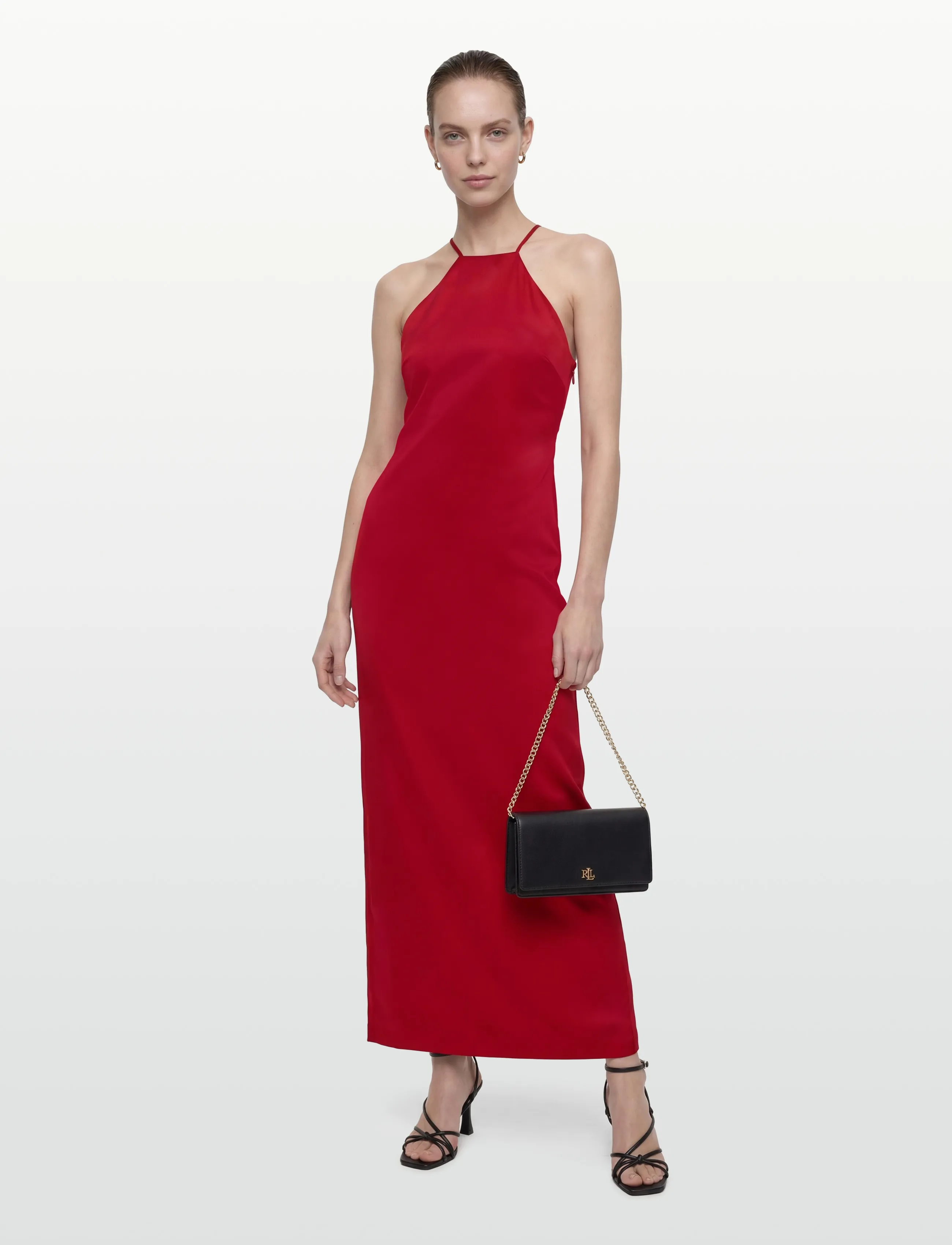 Lauren Ralph Lauren Double-Faced Crepe Halter Gown - Síðir kjólar - CRUISE RED / red