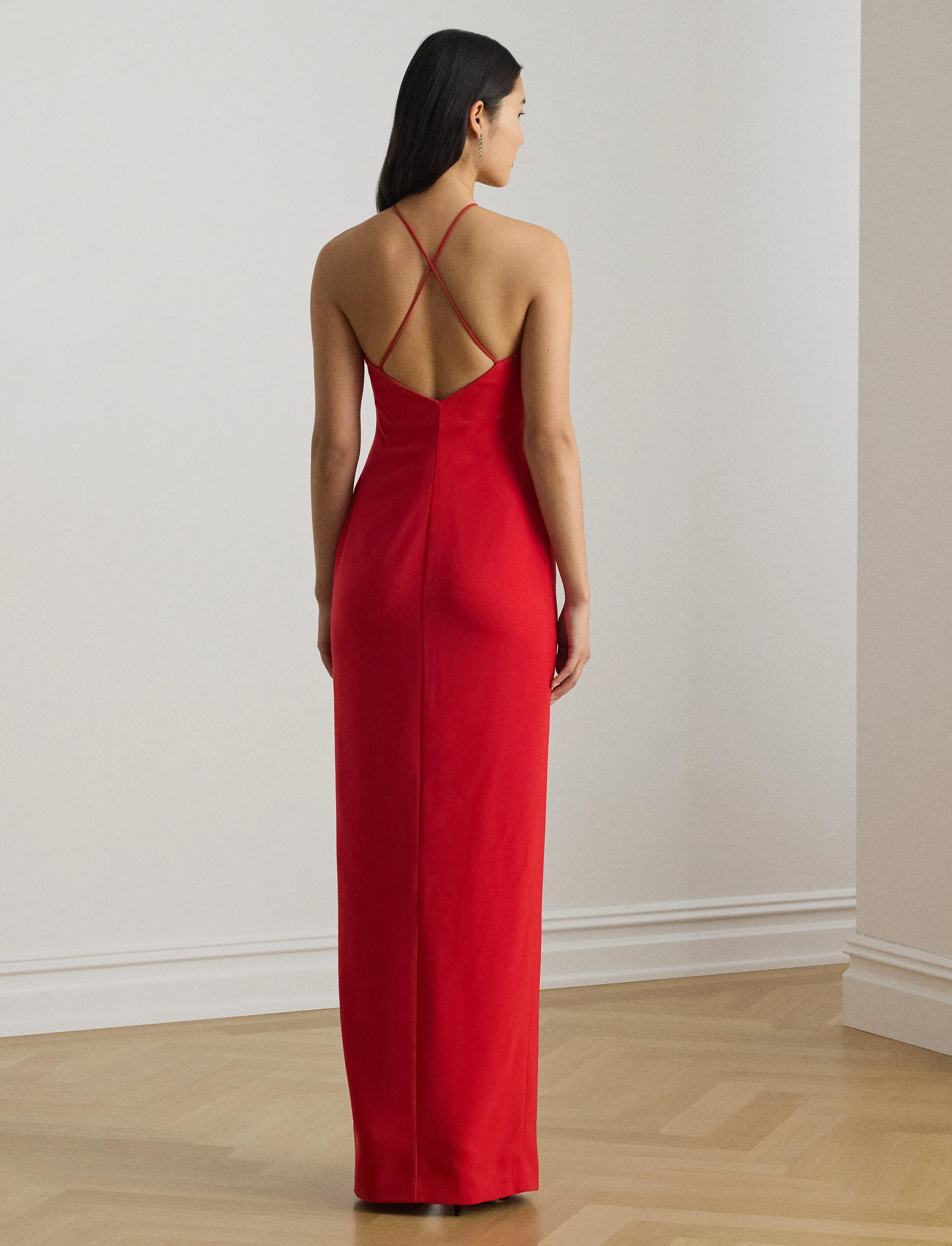 Lauren Ralph Lauren - Double-Faced Crepe Halter Gown - aftonklänningar - cruise red - 4
