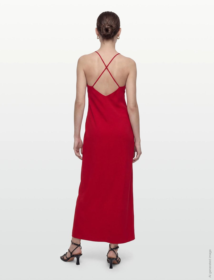 Lauren Ralph Lauren - Double-Faced Crepe Halter Gown - abendkleider - cruise red - 5