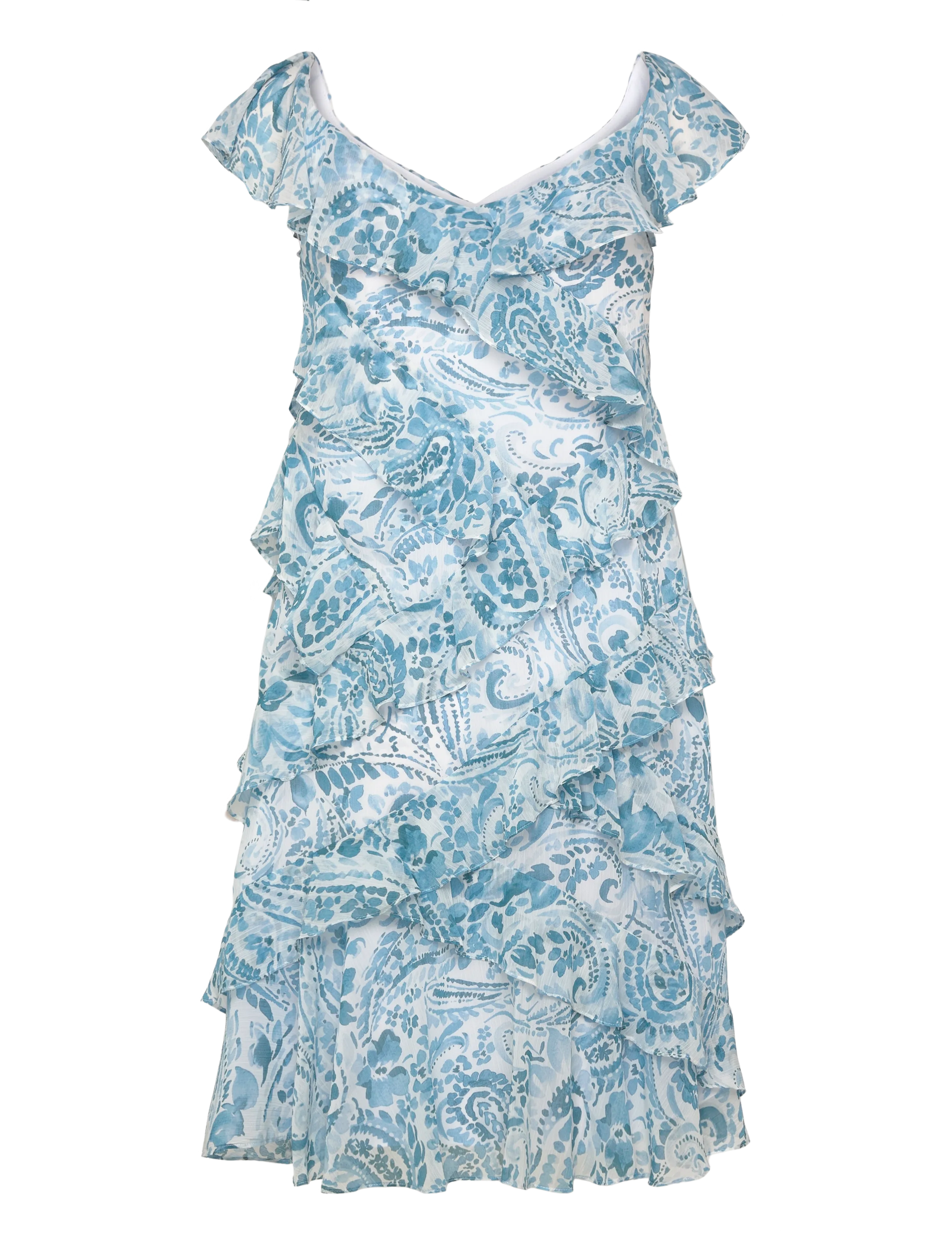 Lauren Ralph Lauren - POLY CRINKLE GGT 58-WVN-DRESSES - sommerkjoler - white/blue - 2